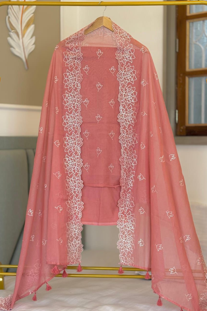 Elegant Banarasi Mal Chanderi Embroidered Suit with Dupatta & Bottom