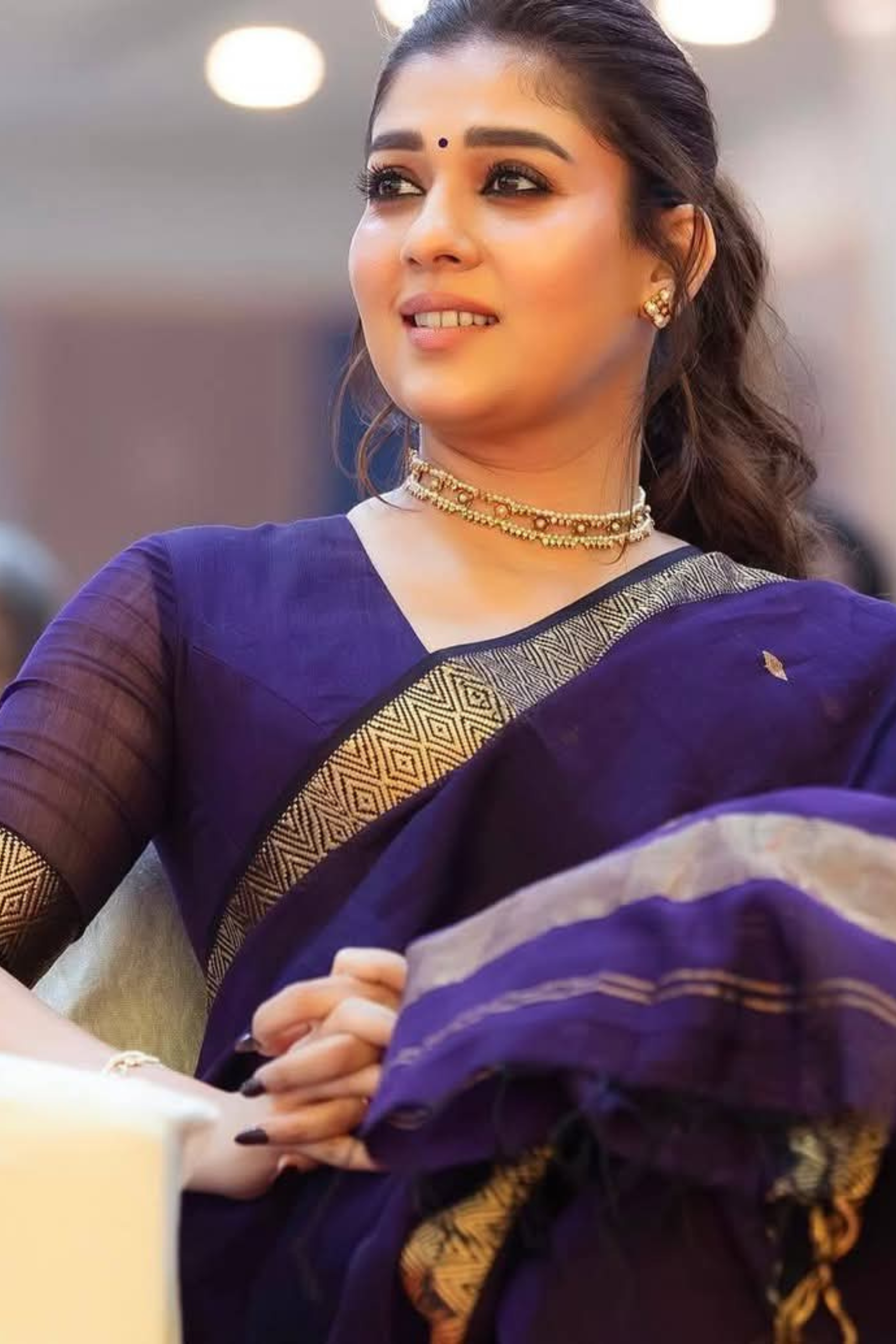 Royal Purple Maheshwari Silk Cotton Saree with Zari Border & Blouse