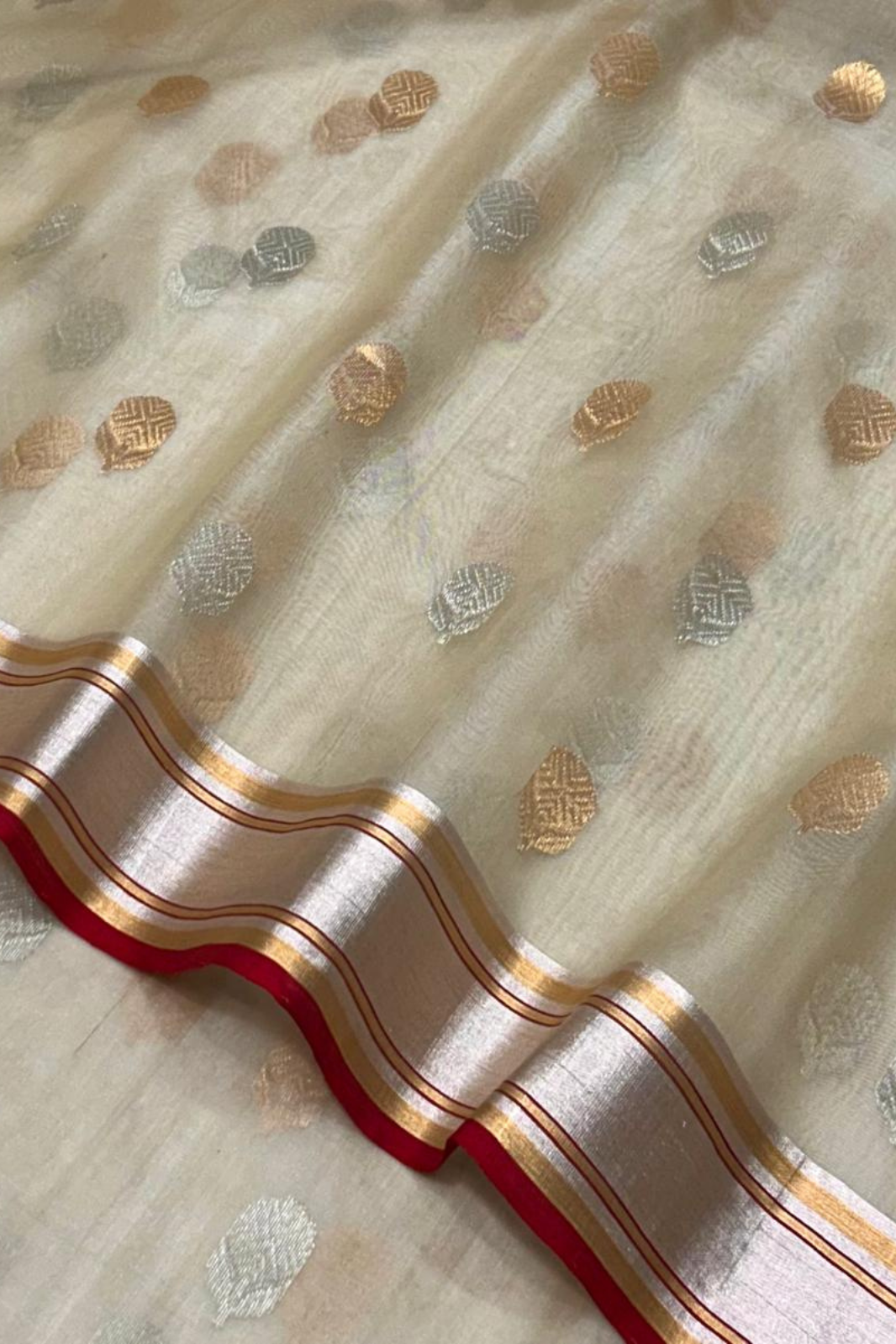 Tan Traditional Chanderi Pure Silk Saree