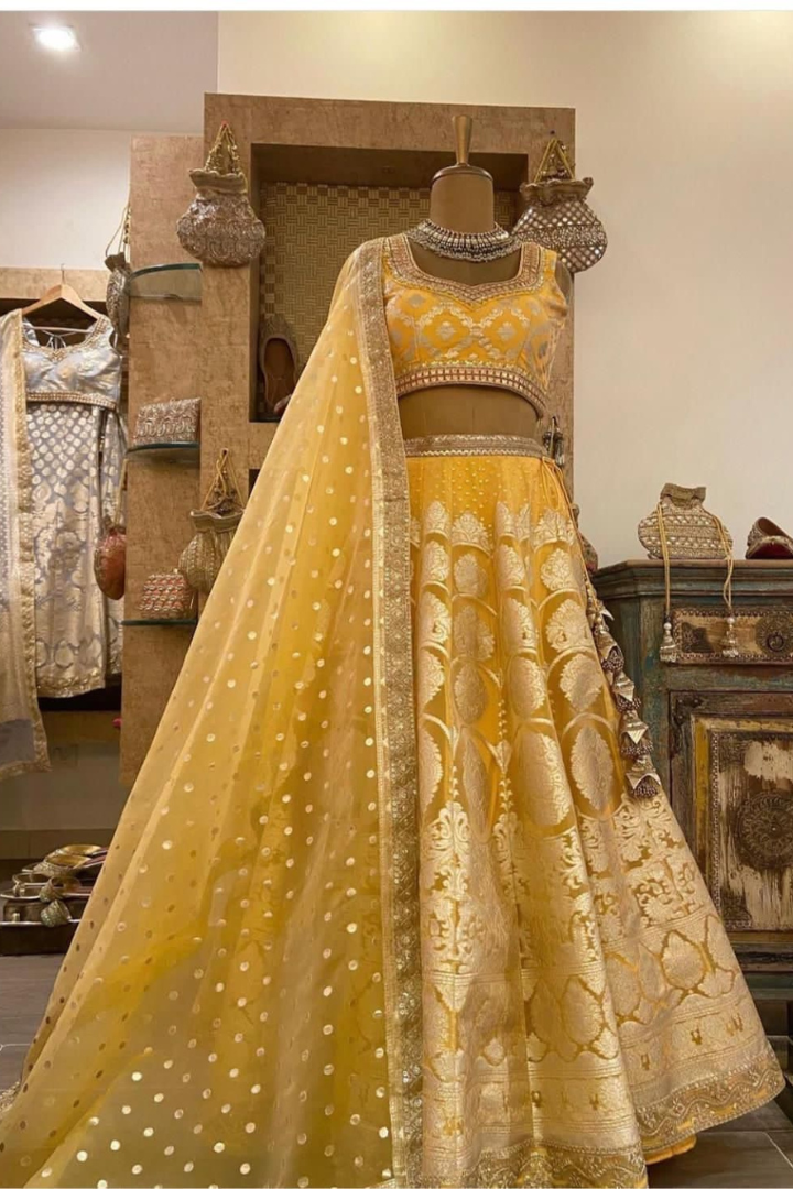 Wedding Special Banarasi Organza Lehenga with Dupatta & Blouse