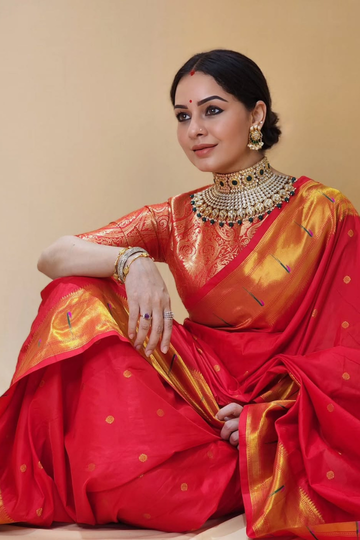 Adi Shakti Paithani Premium Silk Saree with Zari Butti