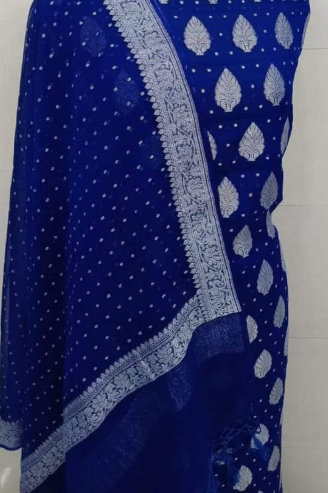 Royal Blue Banarasi Khaddi Georgette Dress