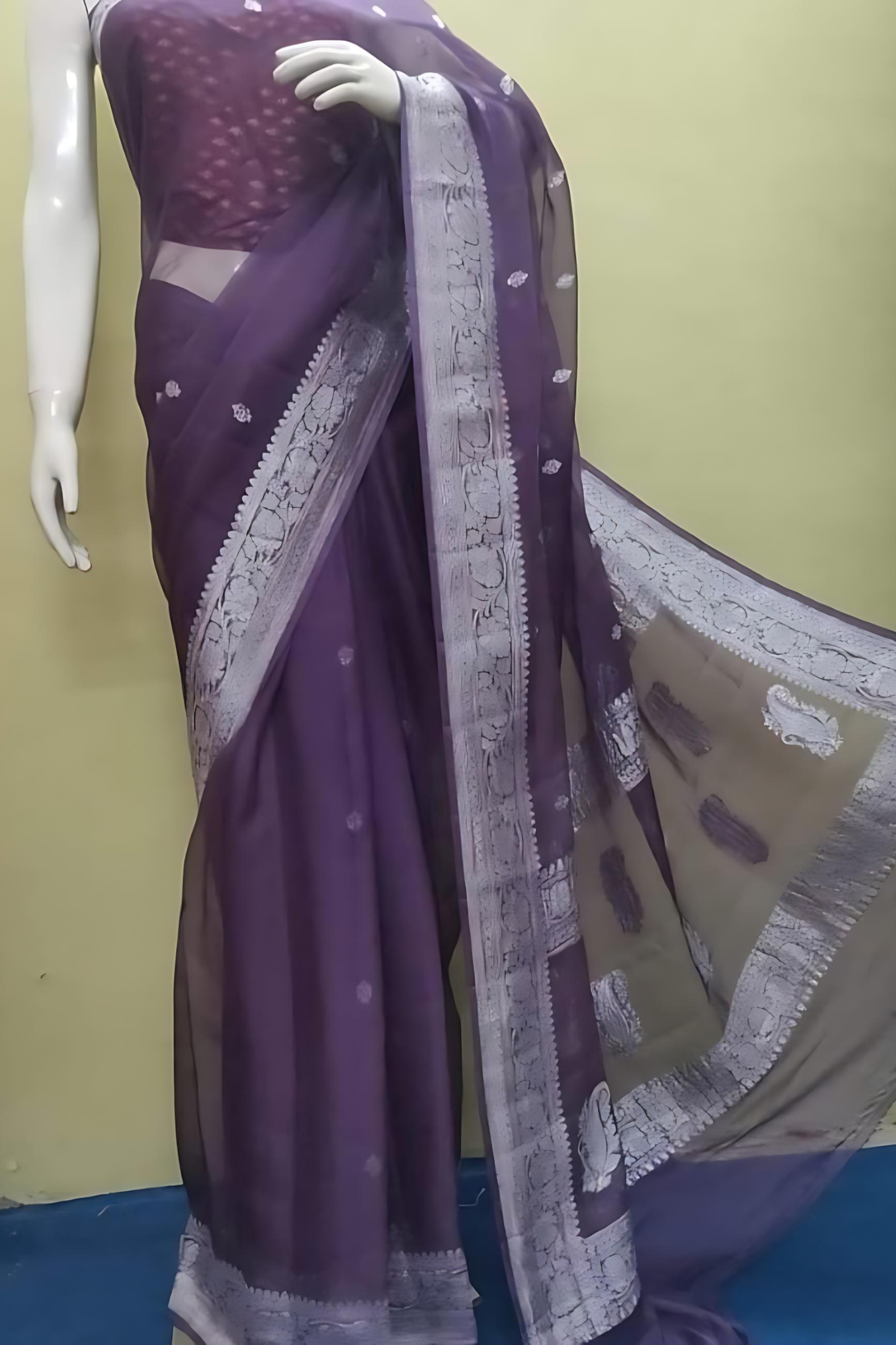 Purple Banarasi Khaddi Georgette Saree