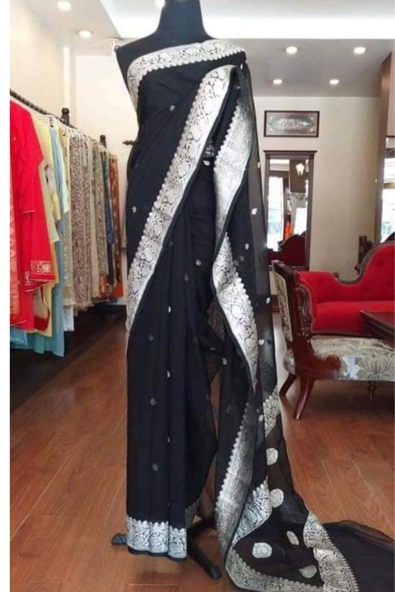 Black Banarasi Khaddi Georgette Saree