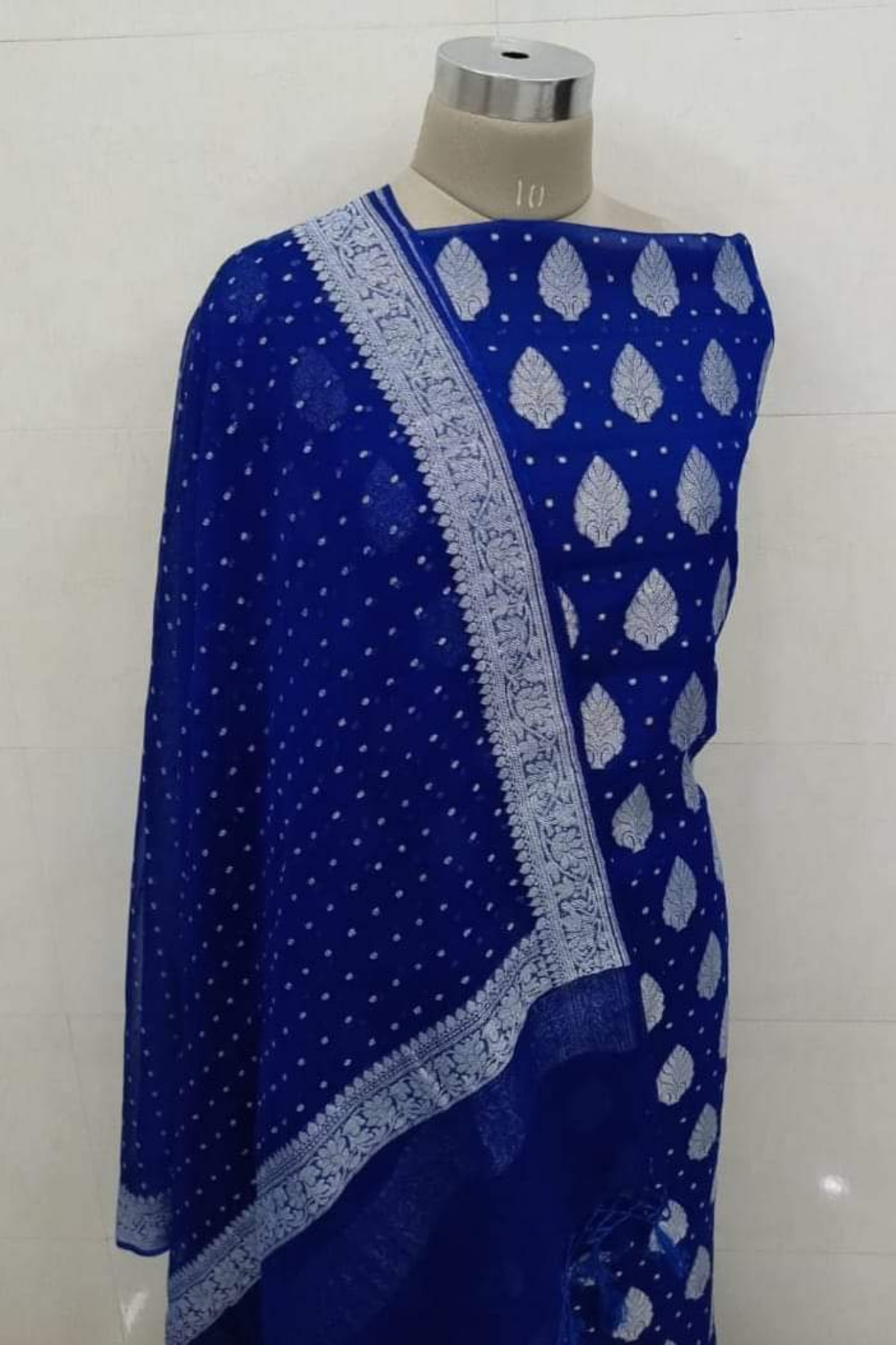 Royal Blue Banarasi Khaddi Georgette Dress