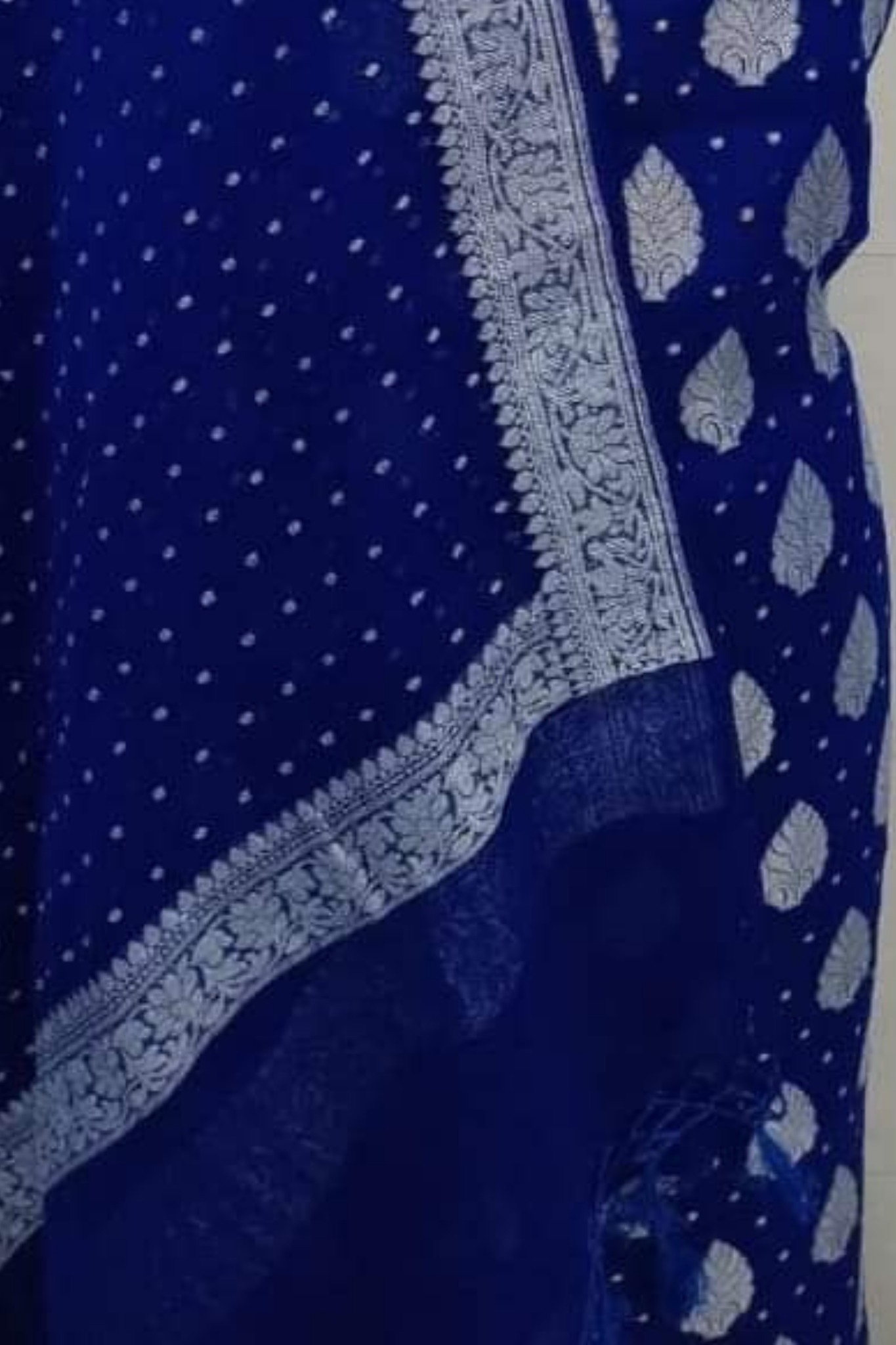 Royal Blue Banarasi Khaddi Georgette Dress
