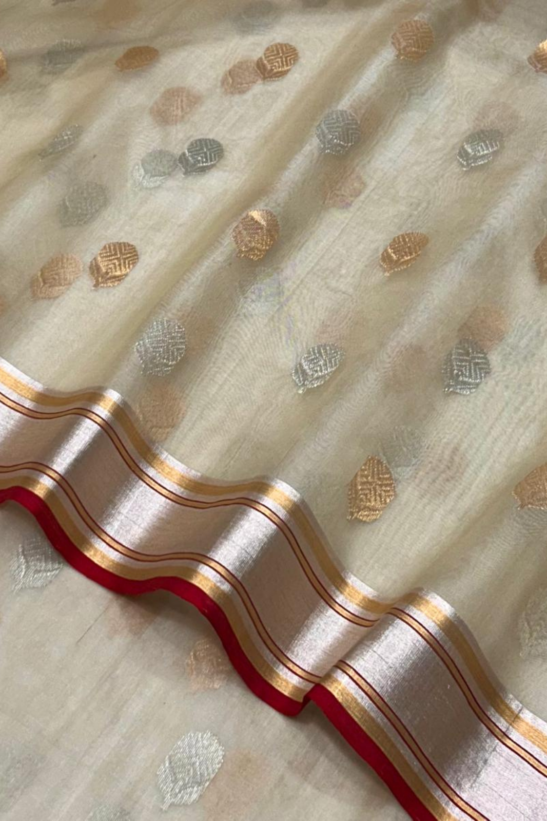 Tan Traditional Chanderi Pure Silk Saree