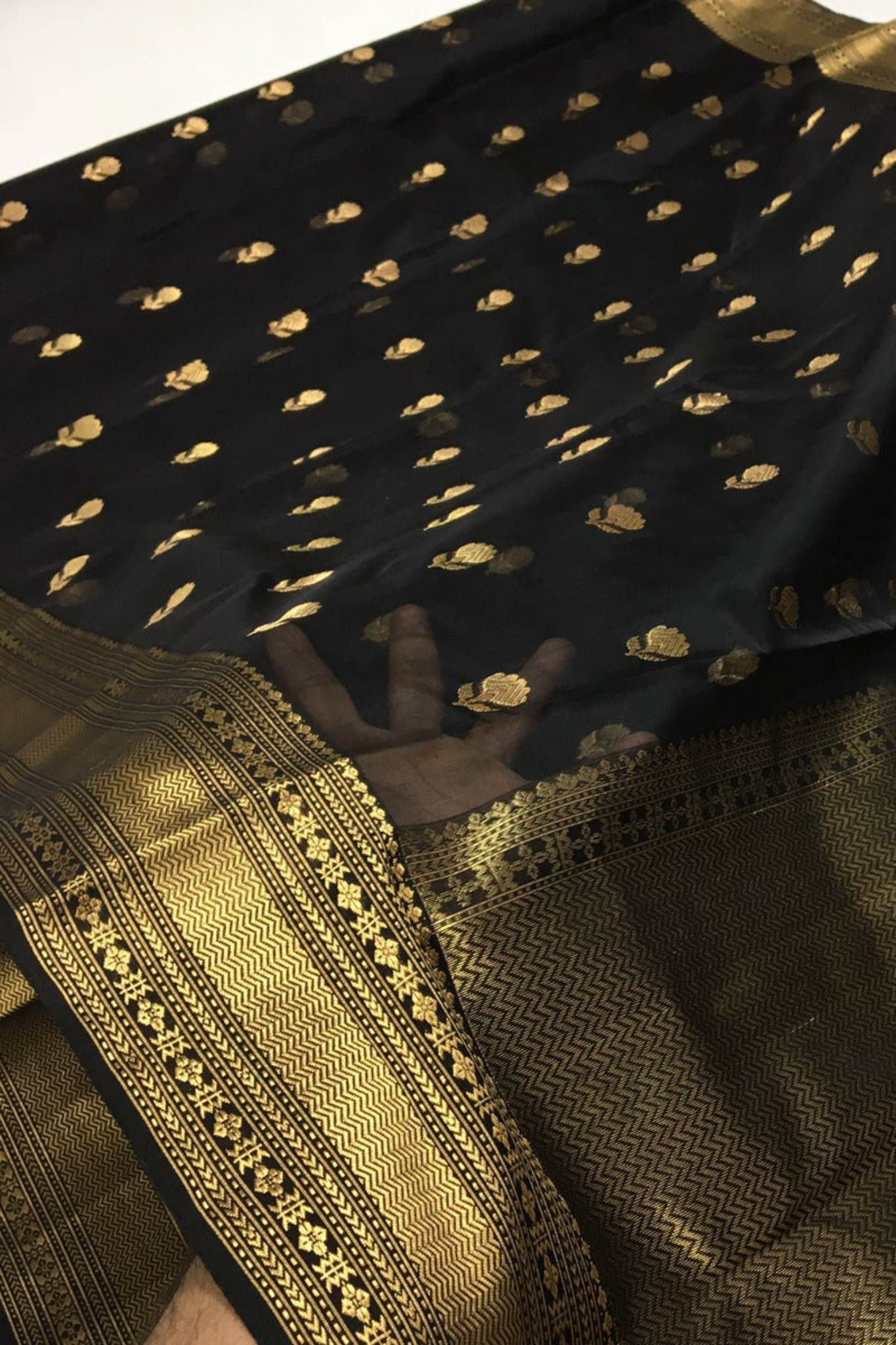 Bold Black Traditional Chanderi Pure Silk Saree