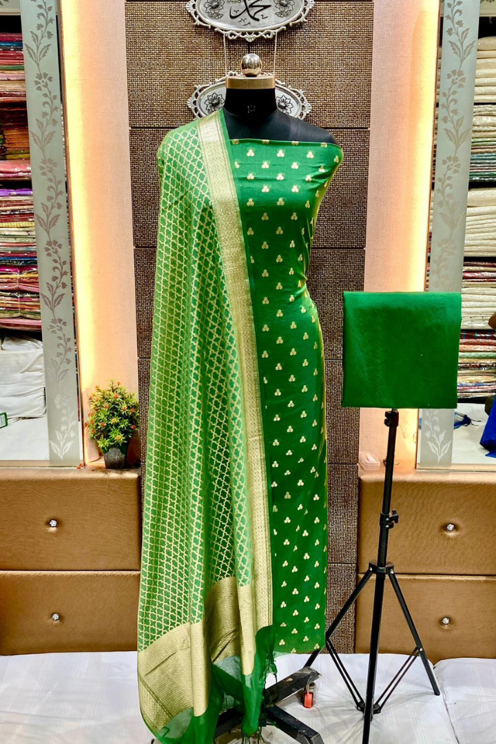 Pure Banarasi Cotton Lurex Handloom Suit with Dupatta & Bottom