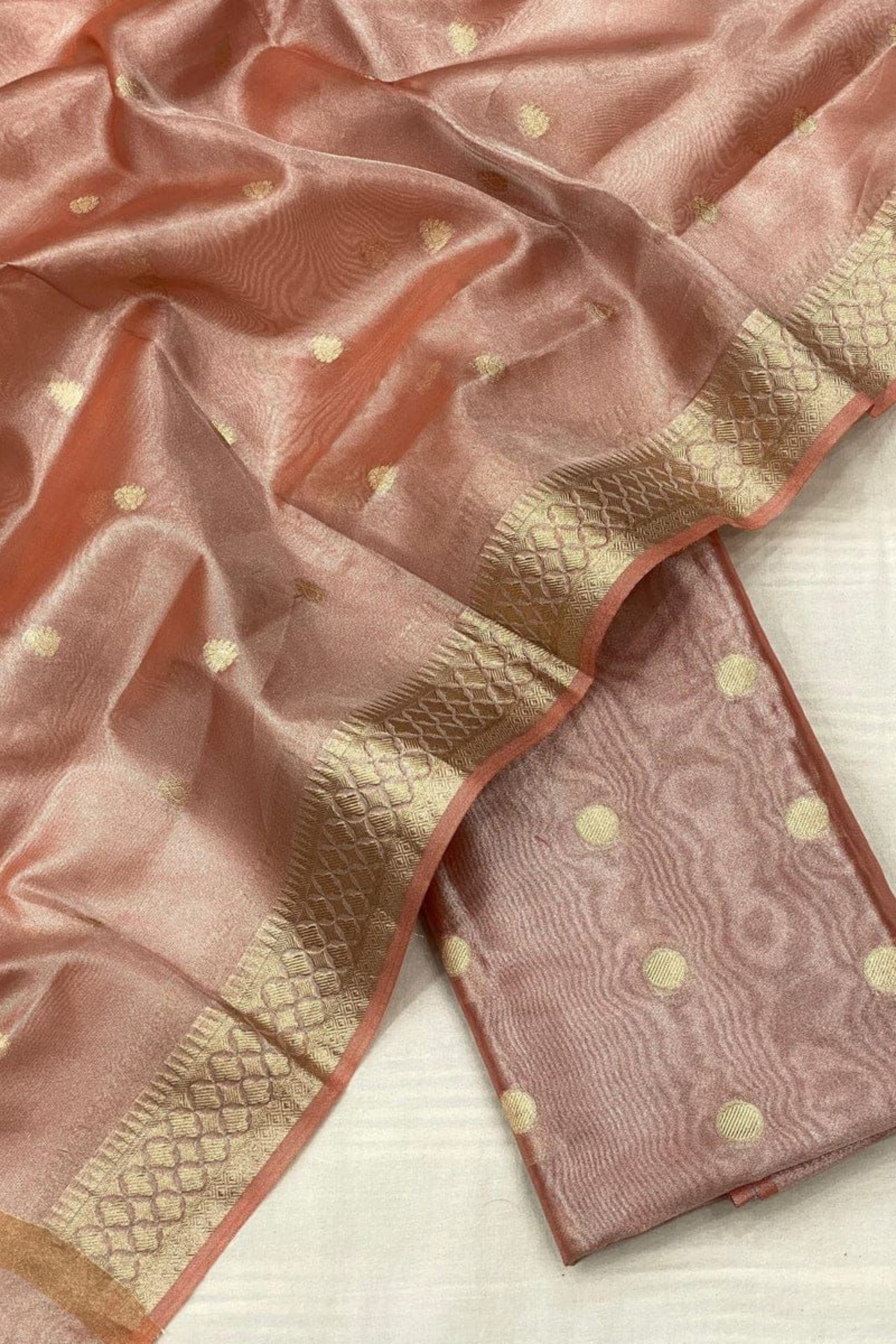 Banarasi Tissue Silk Zari Weaving Suit with Dupatta