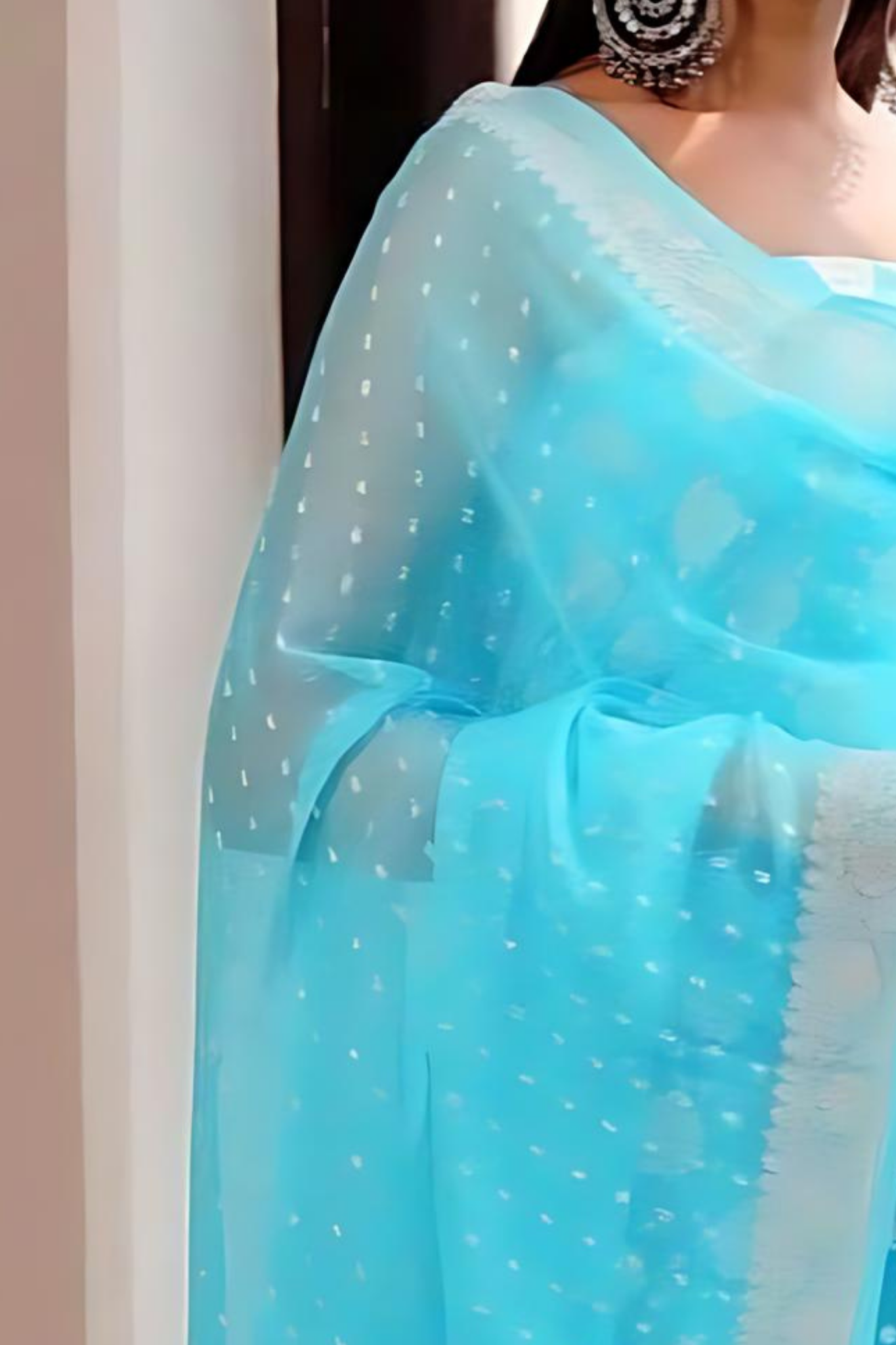 Firozi Banarasi Khaddi Georgette Dress