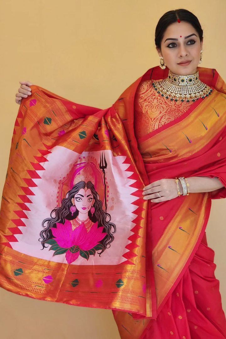 Adi Shakti Paithani Premium Silk Saree with Zari Butti