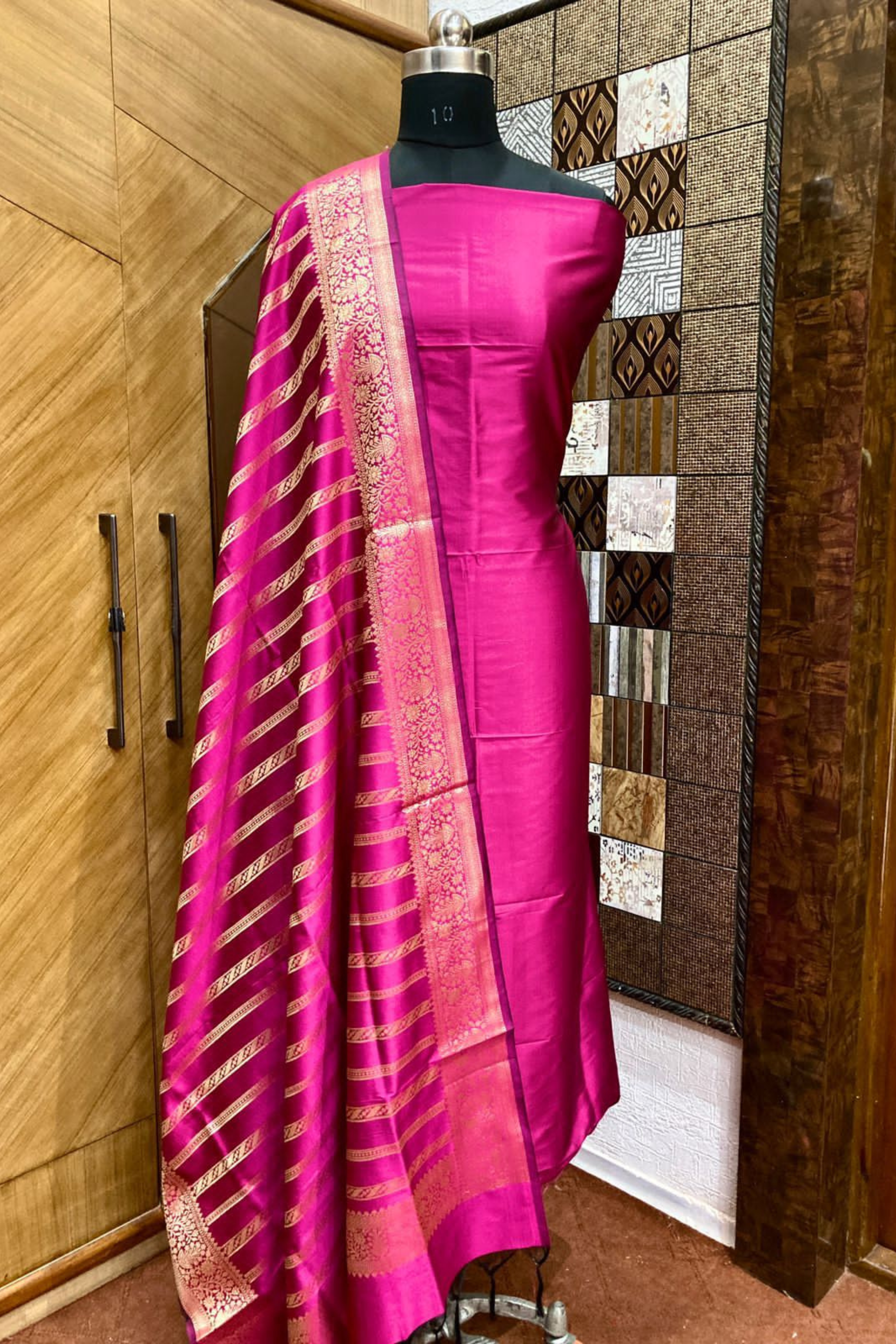Banarasi Katan Pushpa Silk Suit with Zari Weaving Dupatta