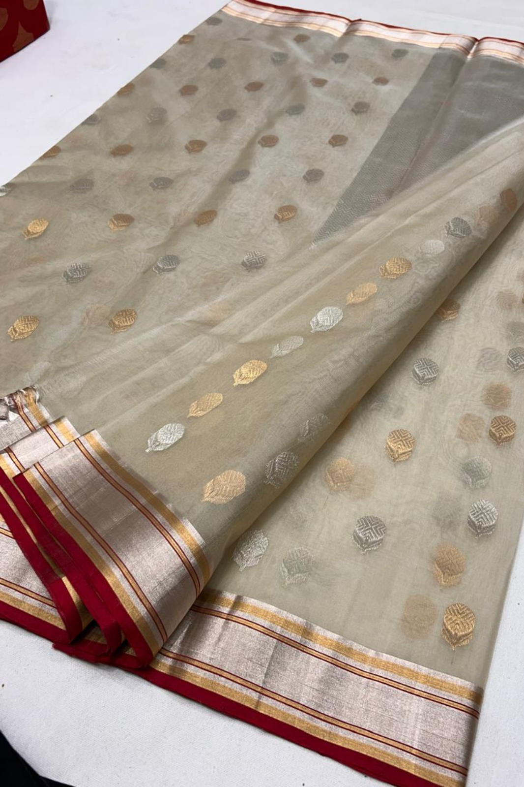 Tan Traditional Chanderi Pure Silk Saree