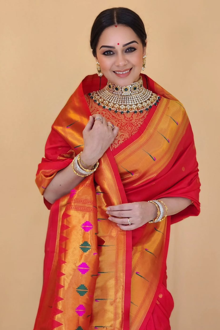 Adi Shakti Paithani Premium Silk Saree with Zari Butti