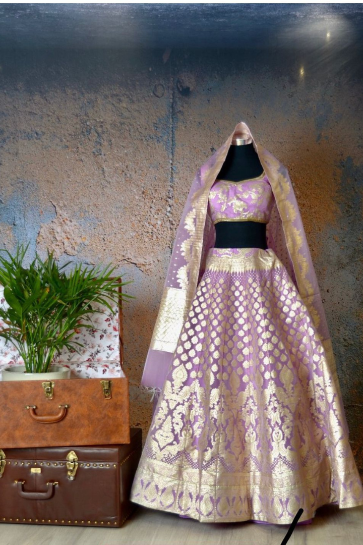 Wedding Special Banarasi Organza Lehenga with Dupatta & Blouse