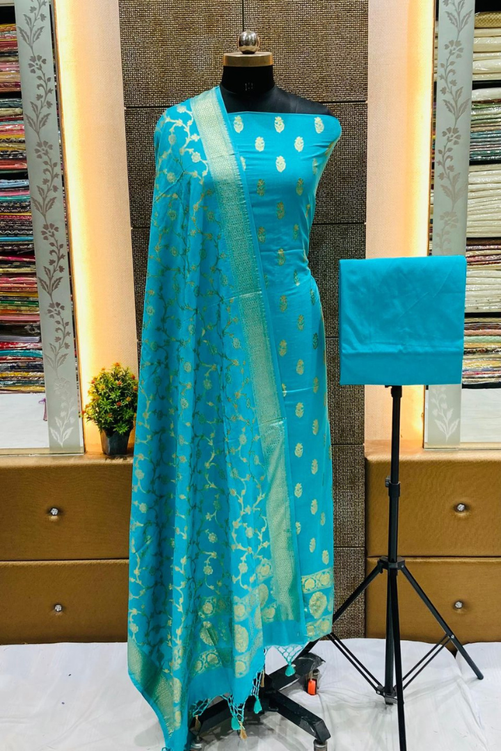 Royal Banarasi Chiniya Silk Suit with Dupatta & Bottom
