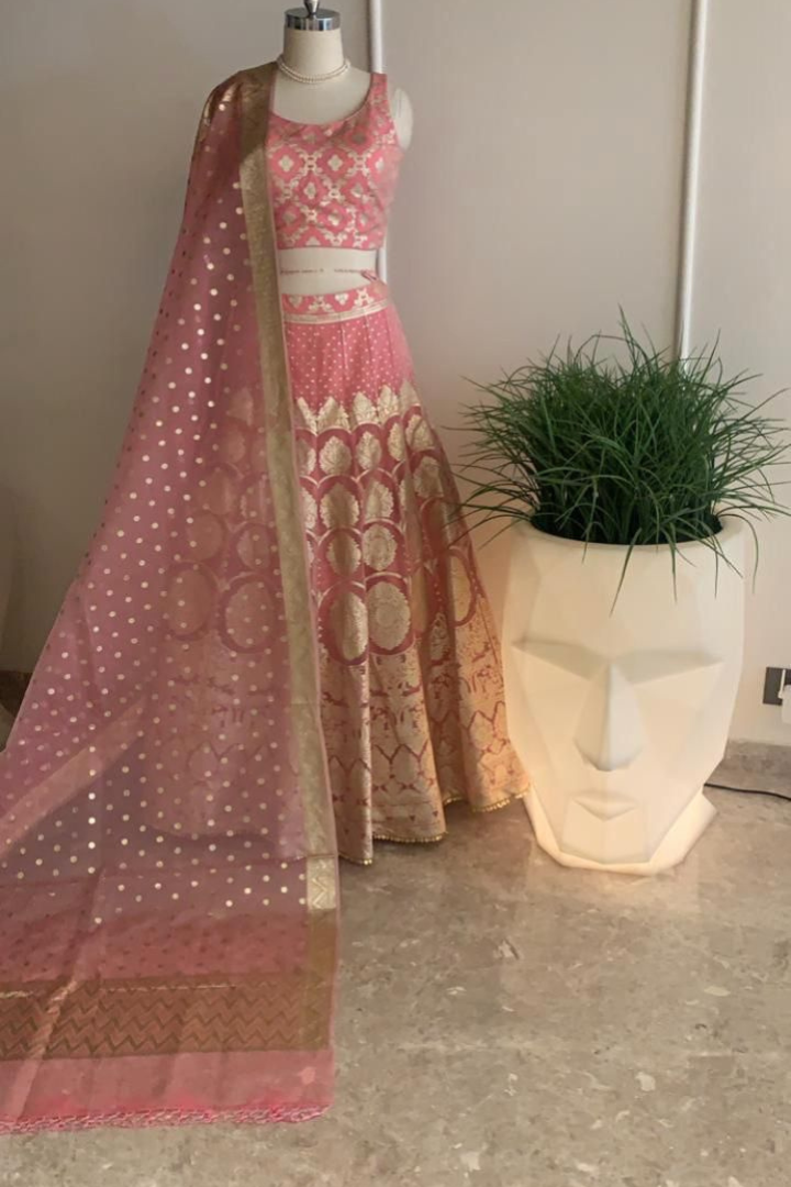 Wedding Special Banarasi Organza Lehenga with Dupatta & Blouse