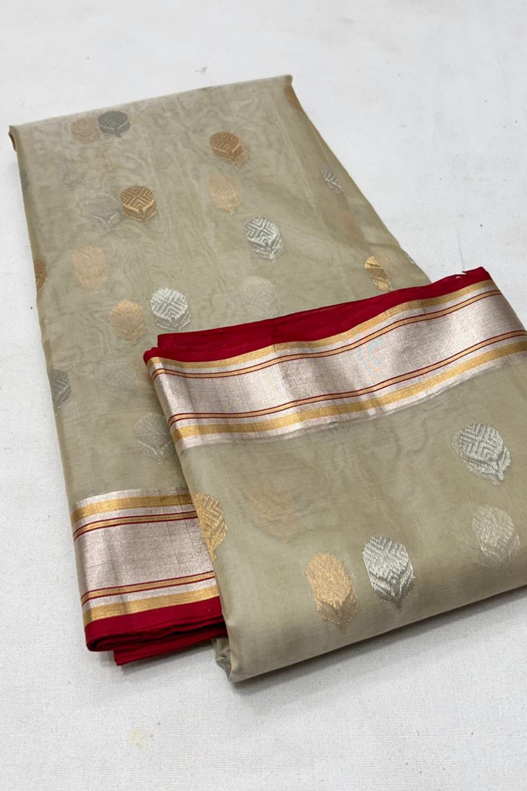 Tan Traditional Chanderi Pure Silk Saree