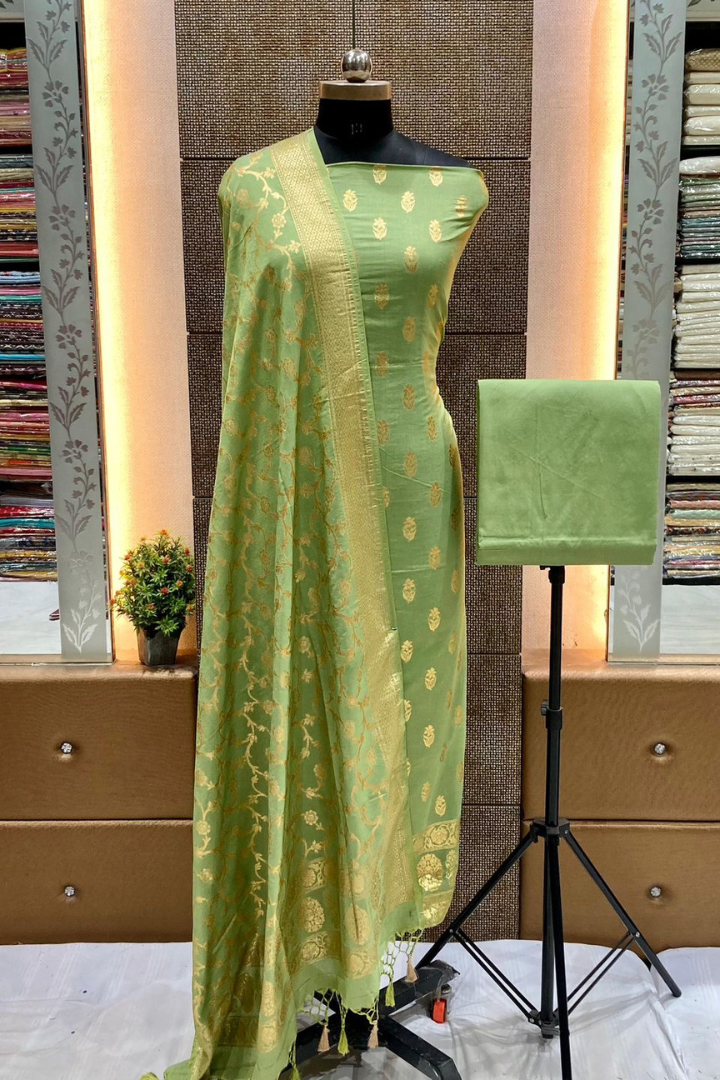 Royal Banarasi Chiniya Silk Suit with Dupatta & Bottom