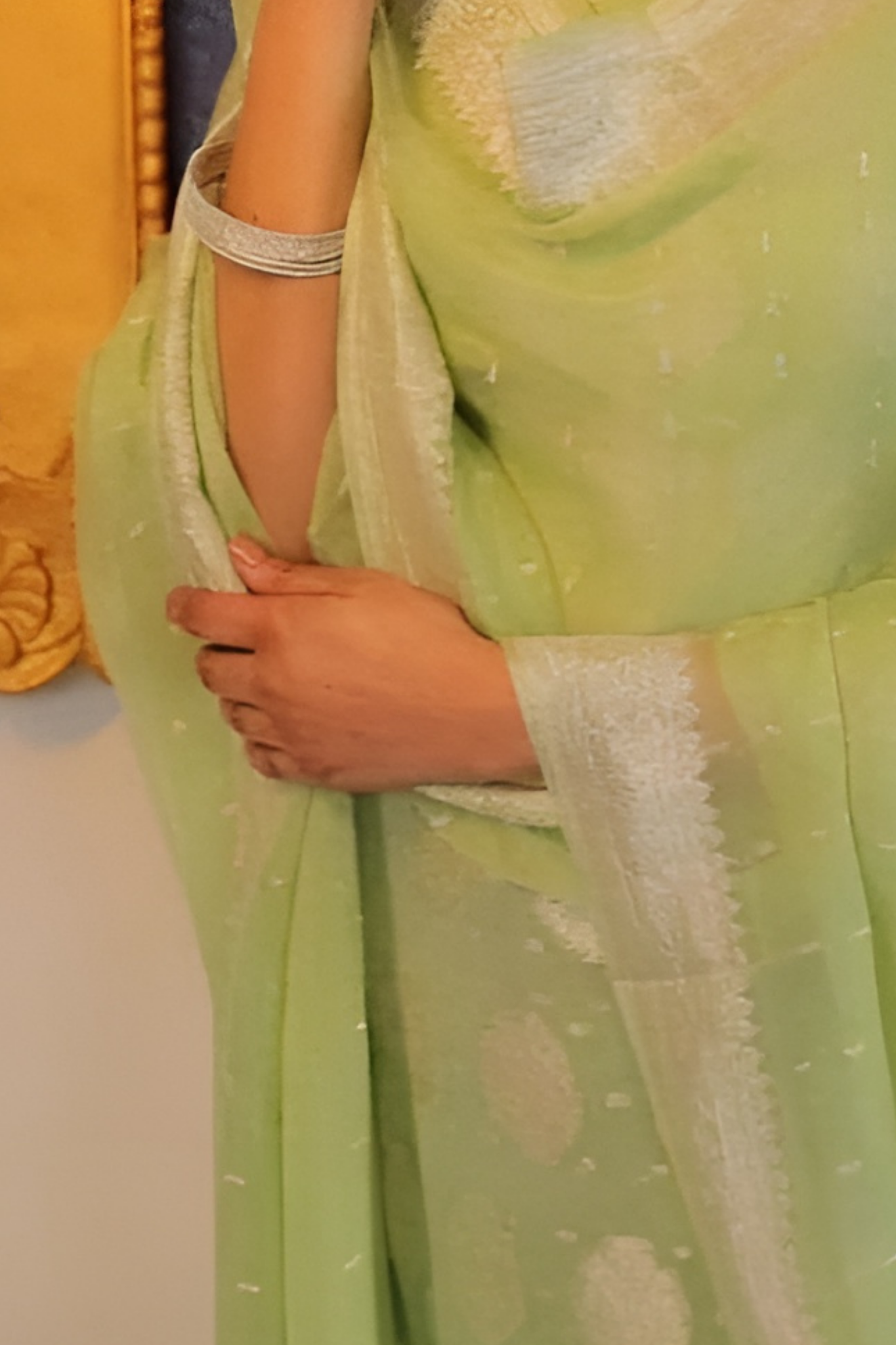 Pistachio Banarasi Khaddi Georgette Dress