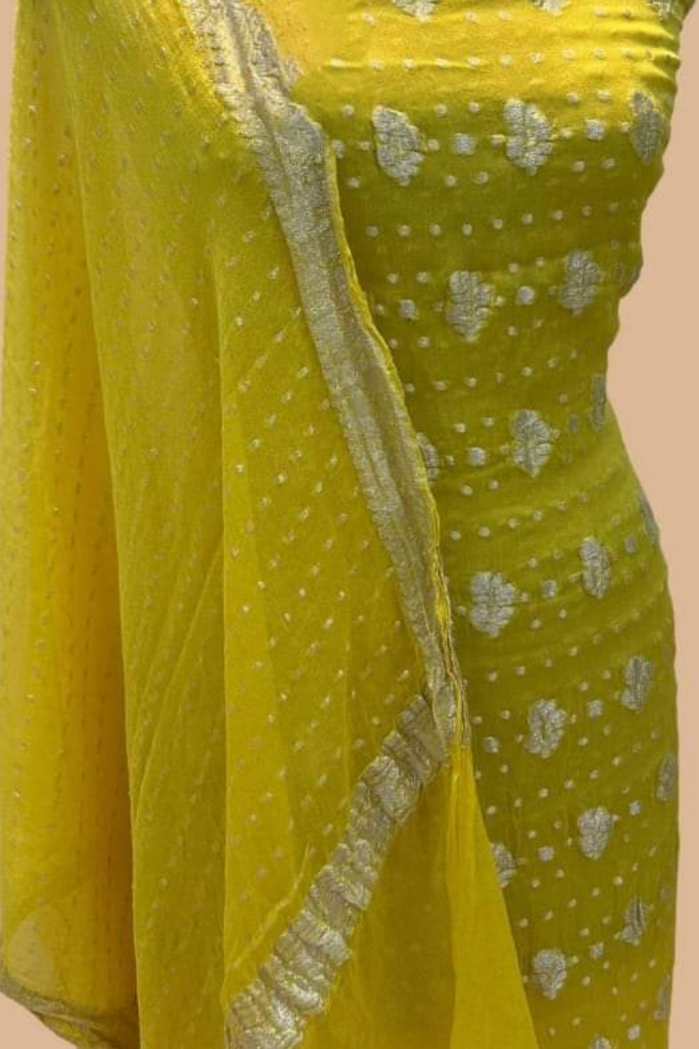 Sunshine Yellow Banarasi Khaddi Georgette Dress
