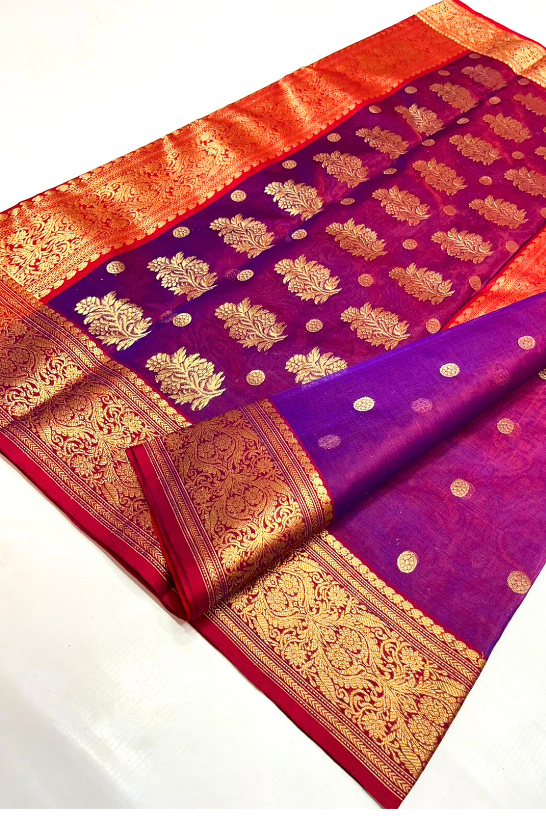 Royal Purple With Dual Tone Traditional Chanderi Pure Silk Saree