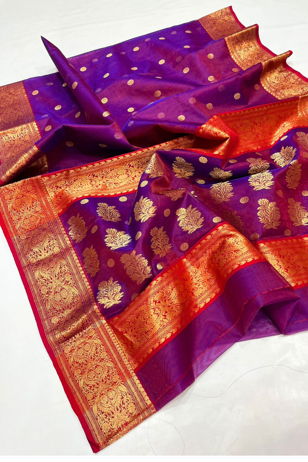 Royal Purple With Dual Tone Traditional Chanderi Pure Silk Saree