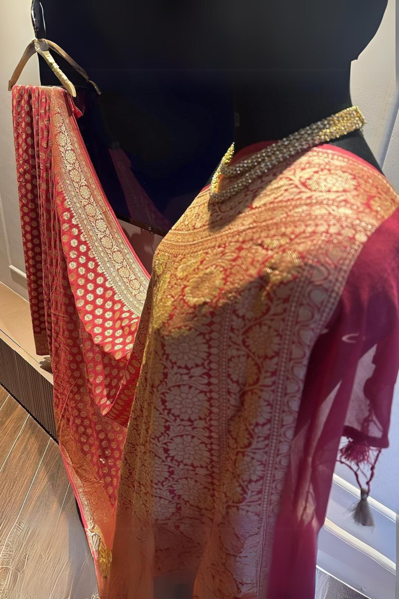 Classy Magenta Pink Banarasi Khaddi Georgette Saree