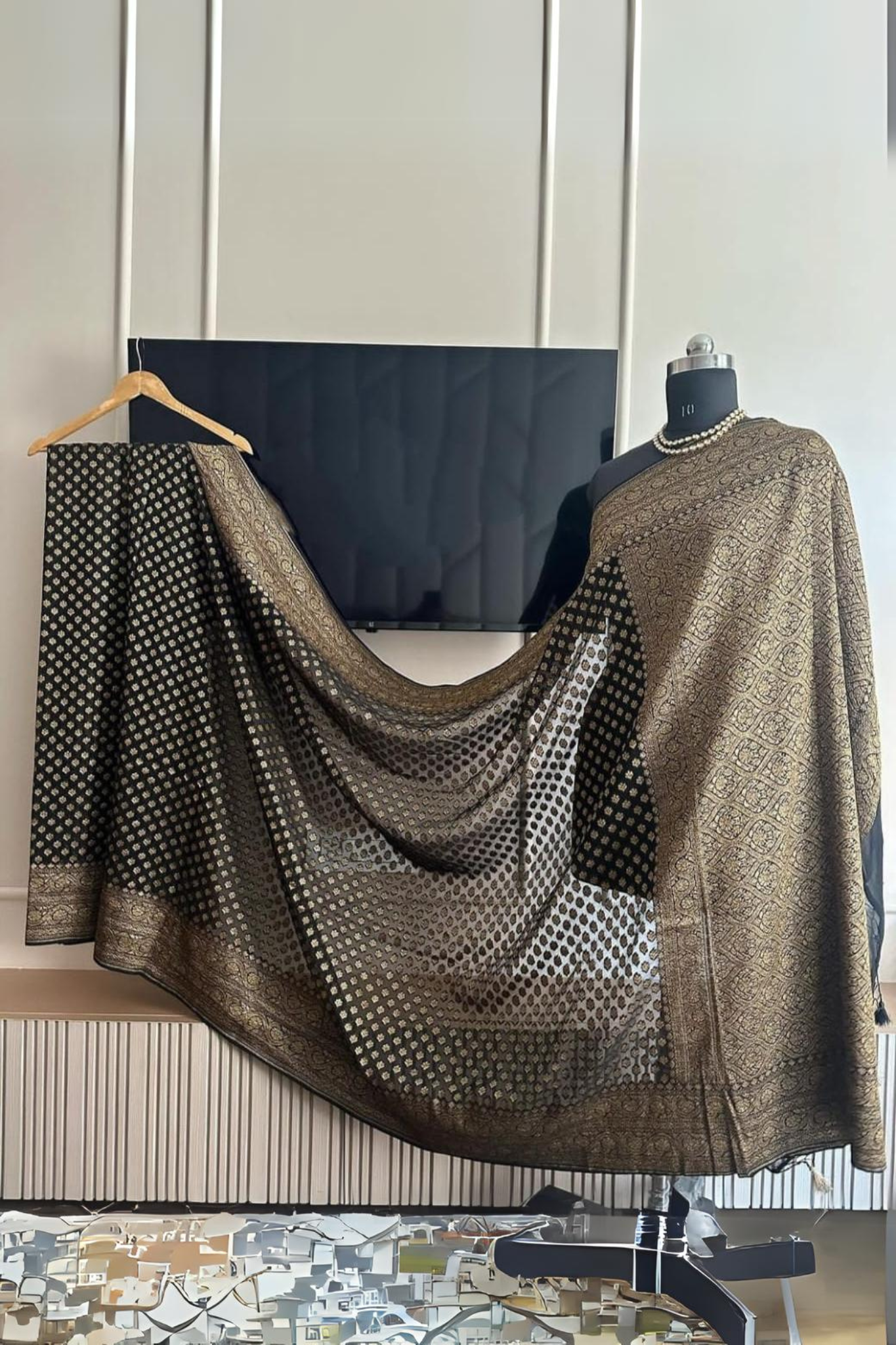 Gorgeous Black Banarasi Khaddi Georgette Saree