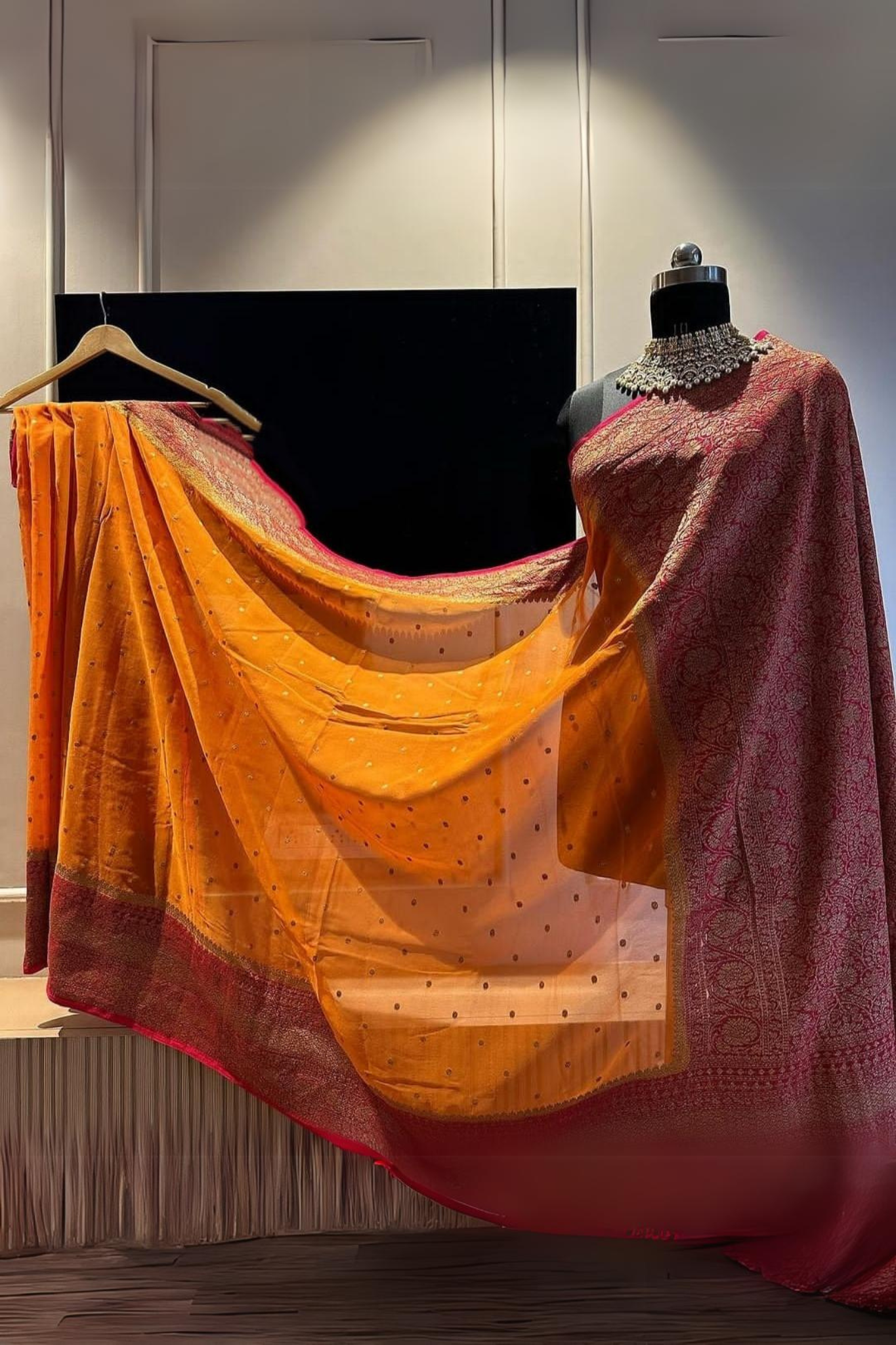 Magical Orange Banarasi Khaddi Georgette Saree