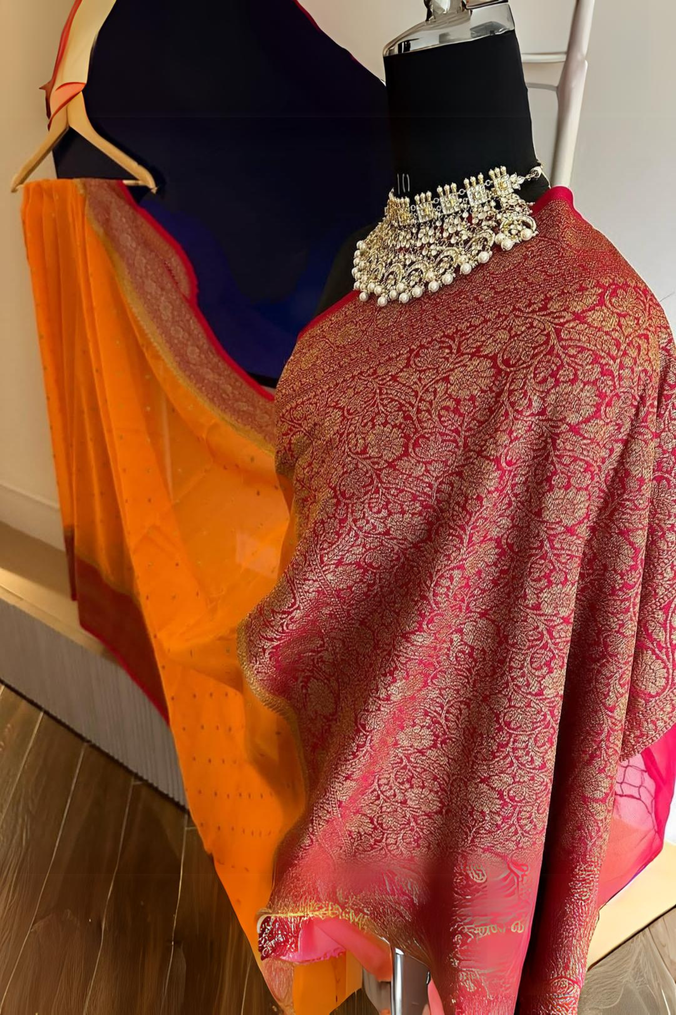 Magical Orange Banarasi Khaddi Georgette Saree