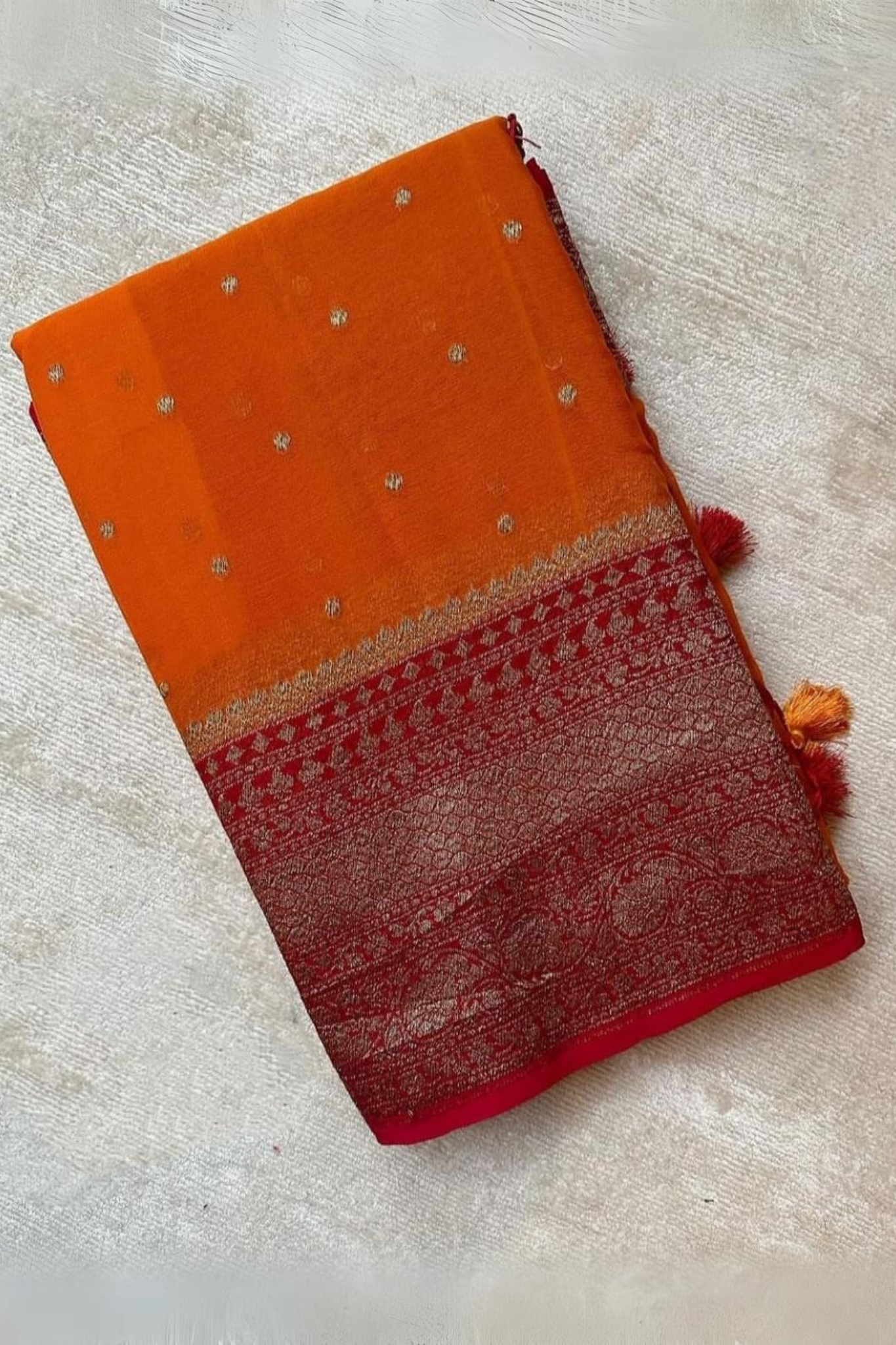 Magical Orange Banarasi Khaddi Georgette Saree