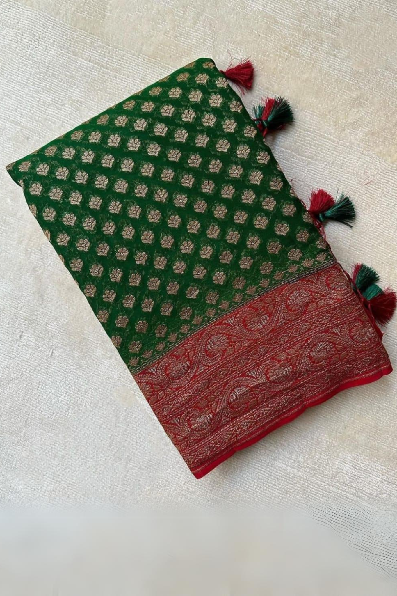 Glorious Green Banarasi Khaddi Georgette Saree