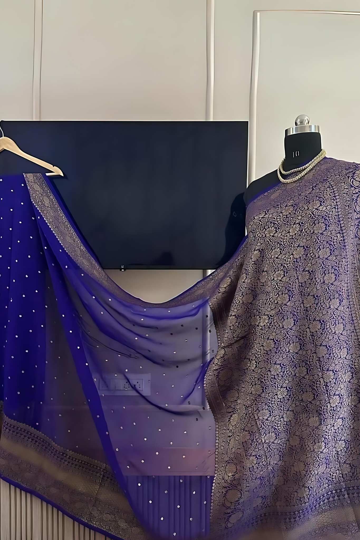 Royal Blue Banarasi Khaddi Georgette Saree