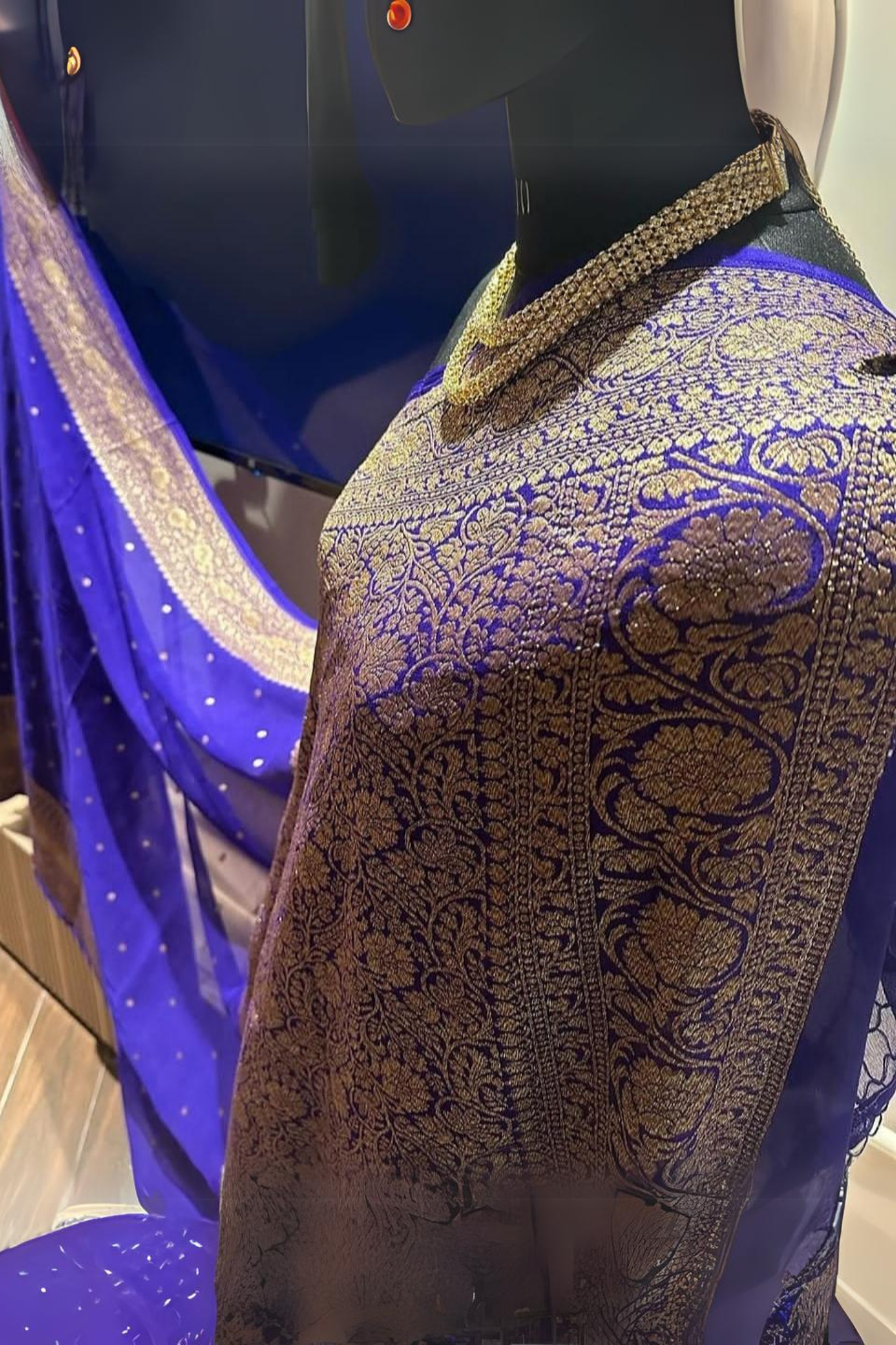 Royal Blue Banarasi Khaddi Georgette Saree