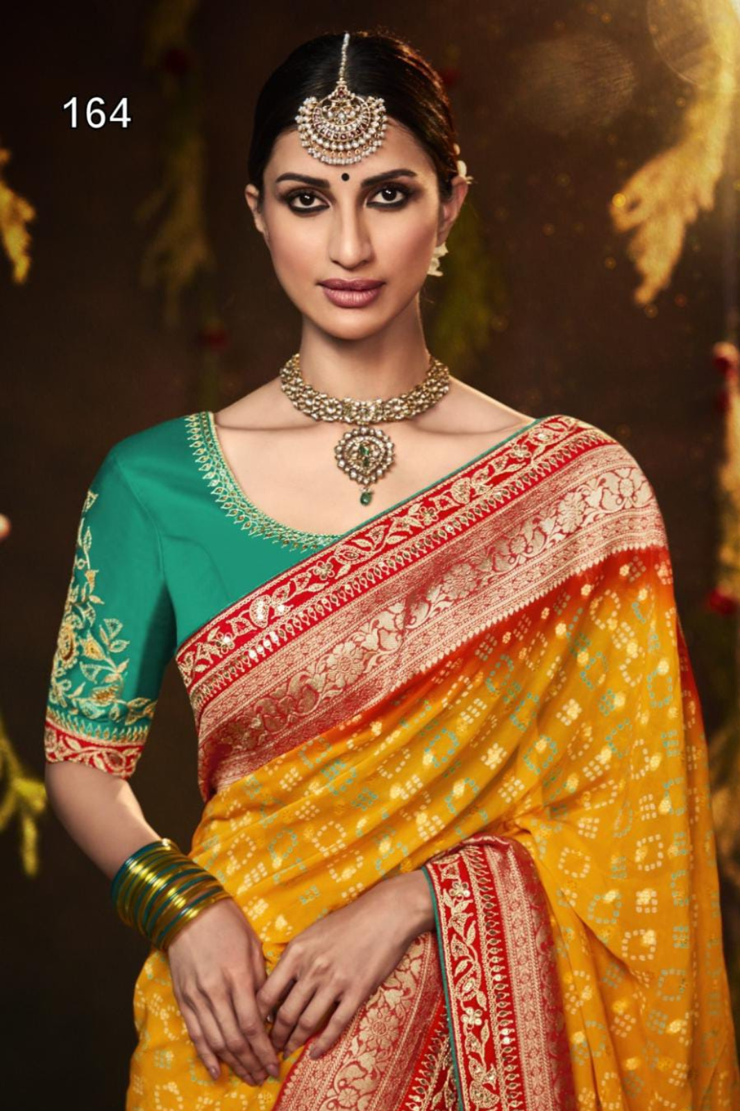 Haldi Yellow Pure Bandhani Khaddi Georgette Sarees