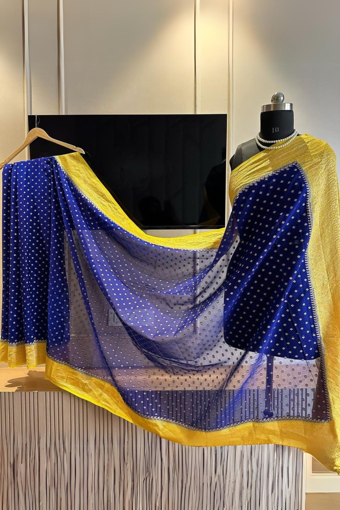 Cobalt Blue Banarasi Khaddi Georgette Saree