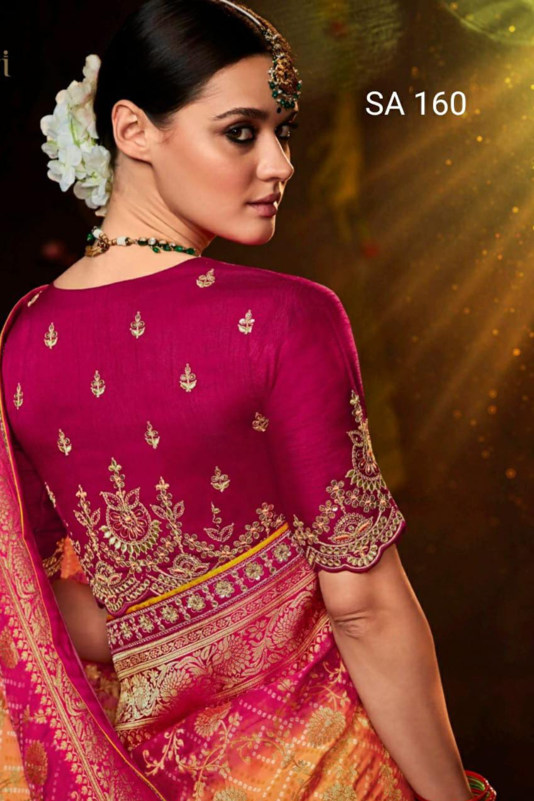 Orange With Pink Pure Bandhani Khaddi Georgette Sarees