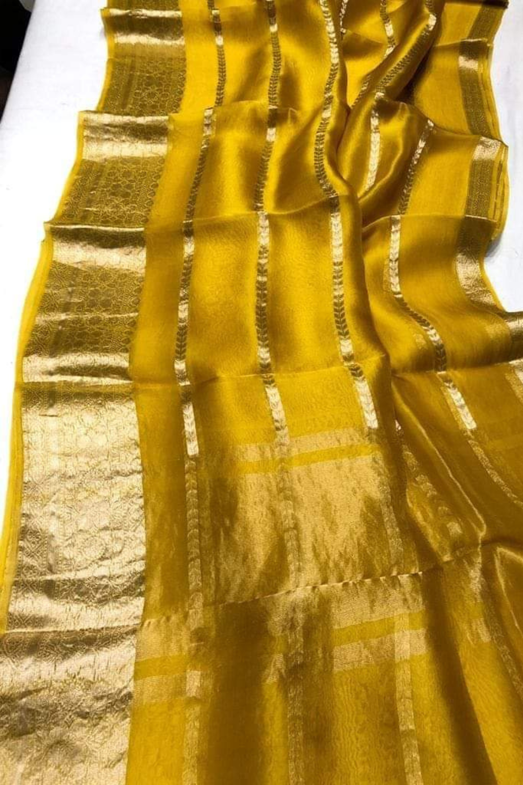 Radiant Mustard Yellow Banarasi Saree