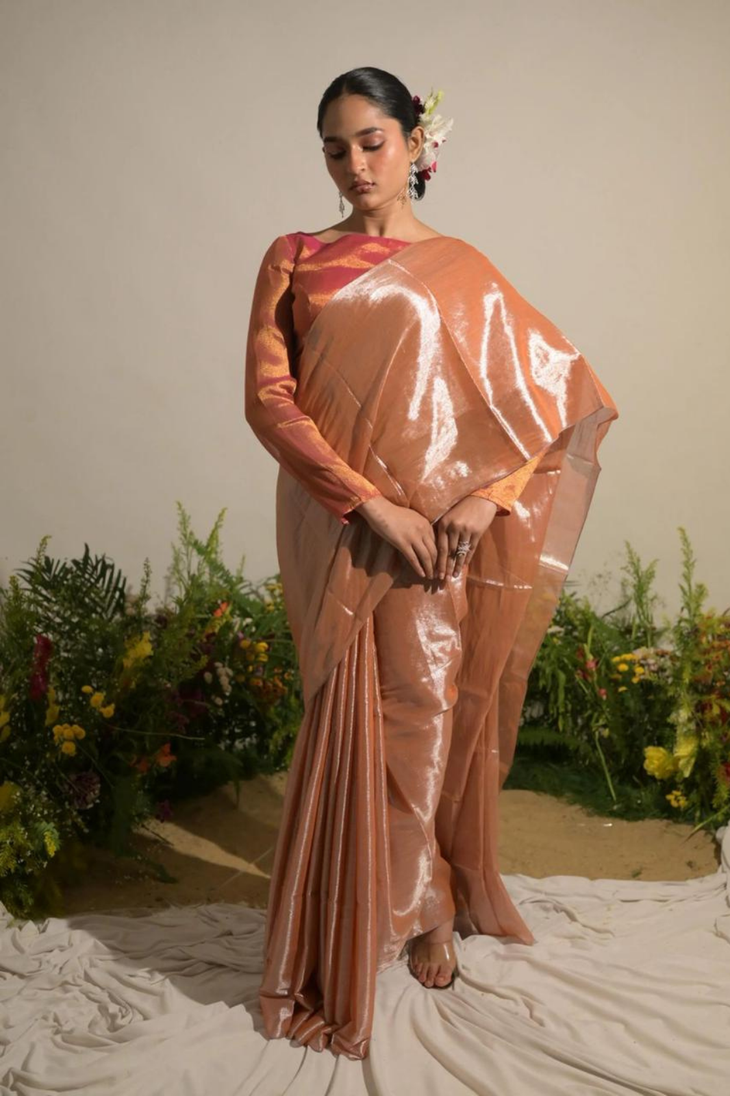 Sand Designer Glass Tissue Silk Sarees
