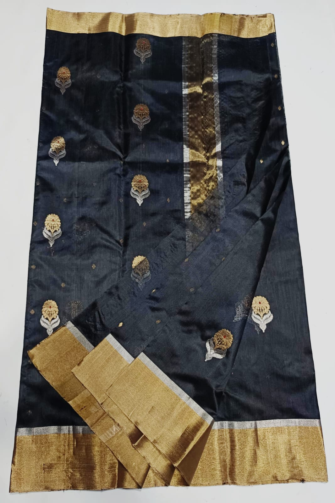 Black Resham Chanderi Silk Saree