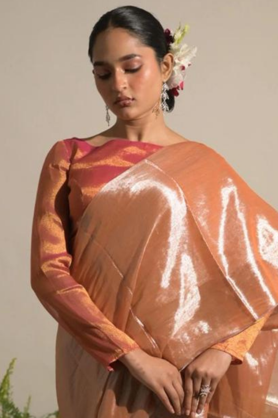 Sand Designer Glass Tissue Silk Sarees