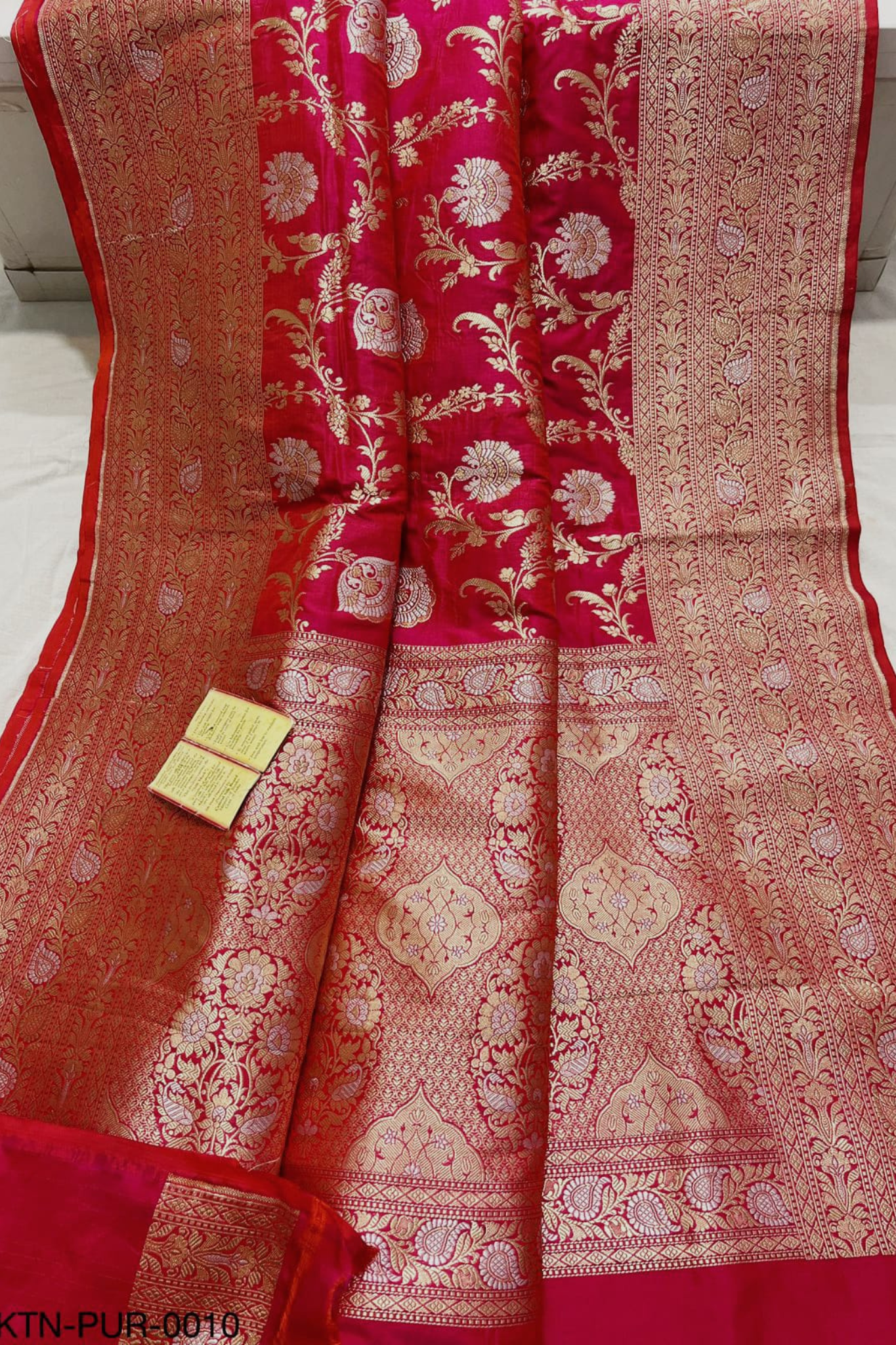 Ruby Red Banarasi Jaal Jangla Saree