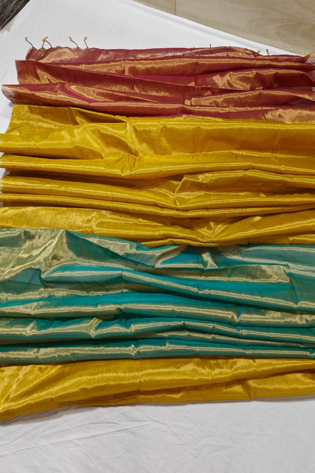 Multicolour Pure Handloom Handweaved Tissue Silk Saree