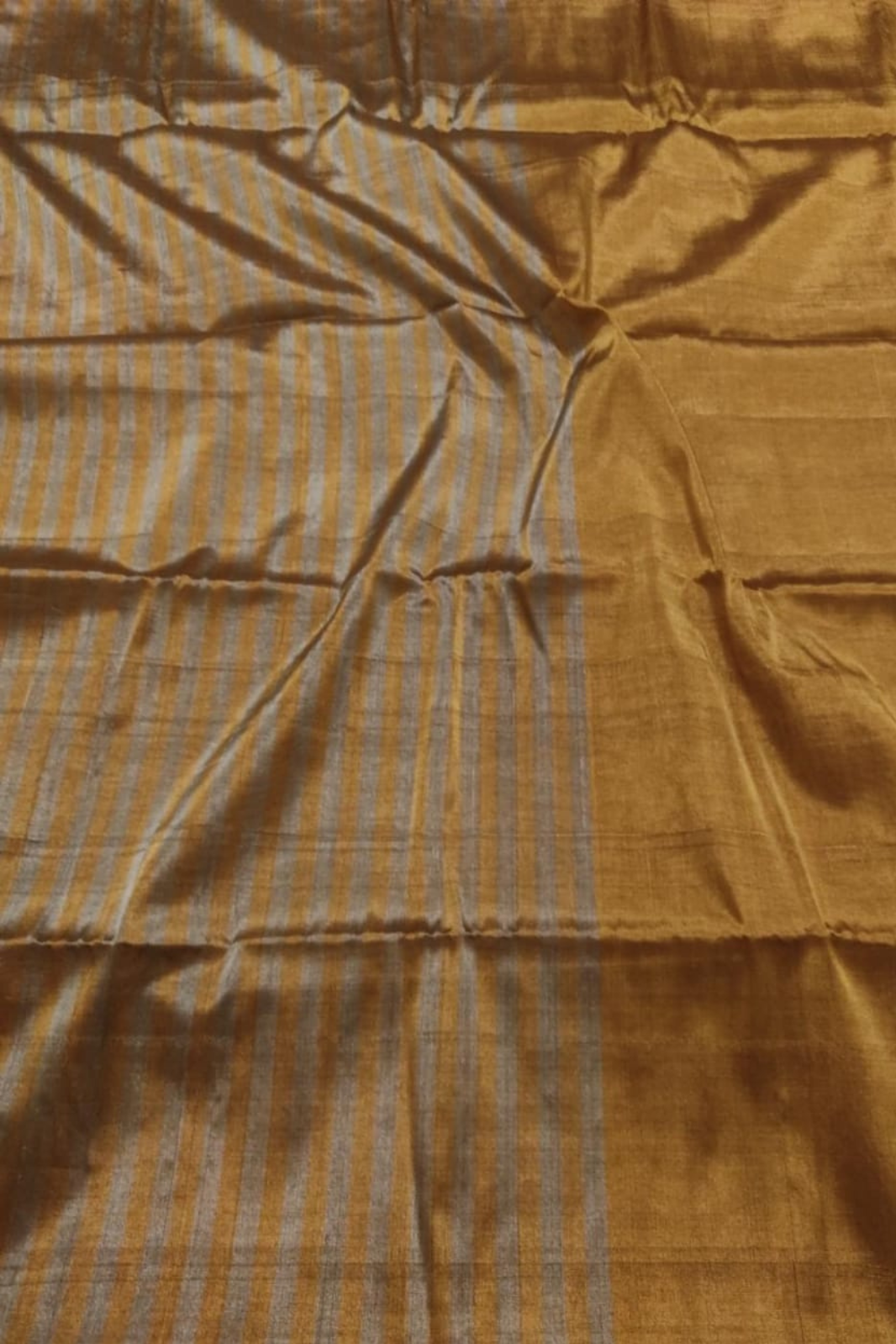 Sandalwood Gold Pure Handweaved Tissue Silk Saree