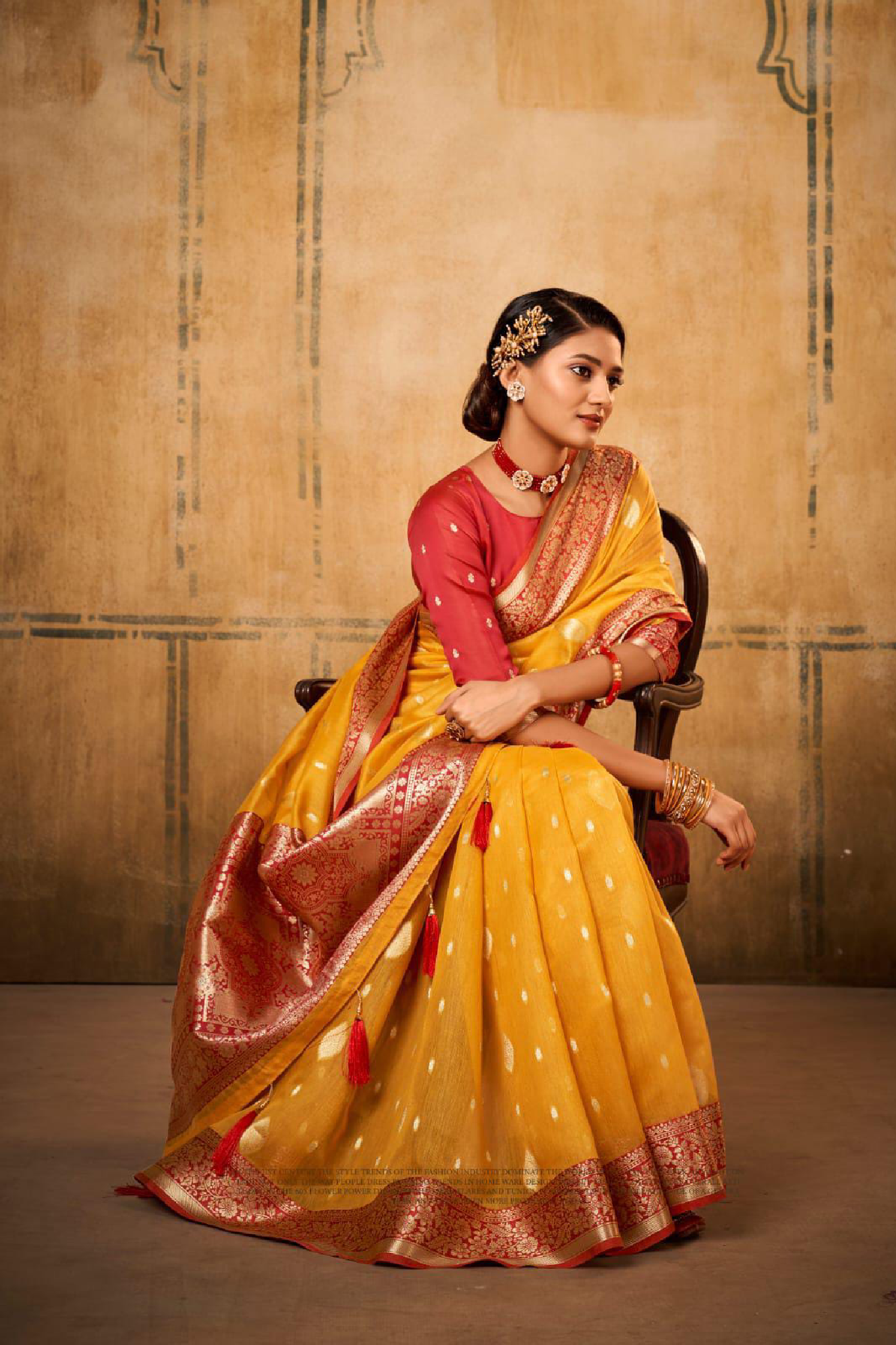 Haldi Yellow Pure Tissue Banarasi Silk Sarees With Blouse And Grand Pallu