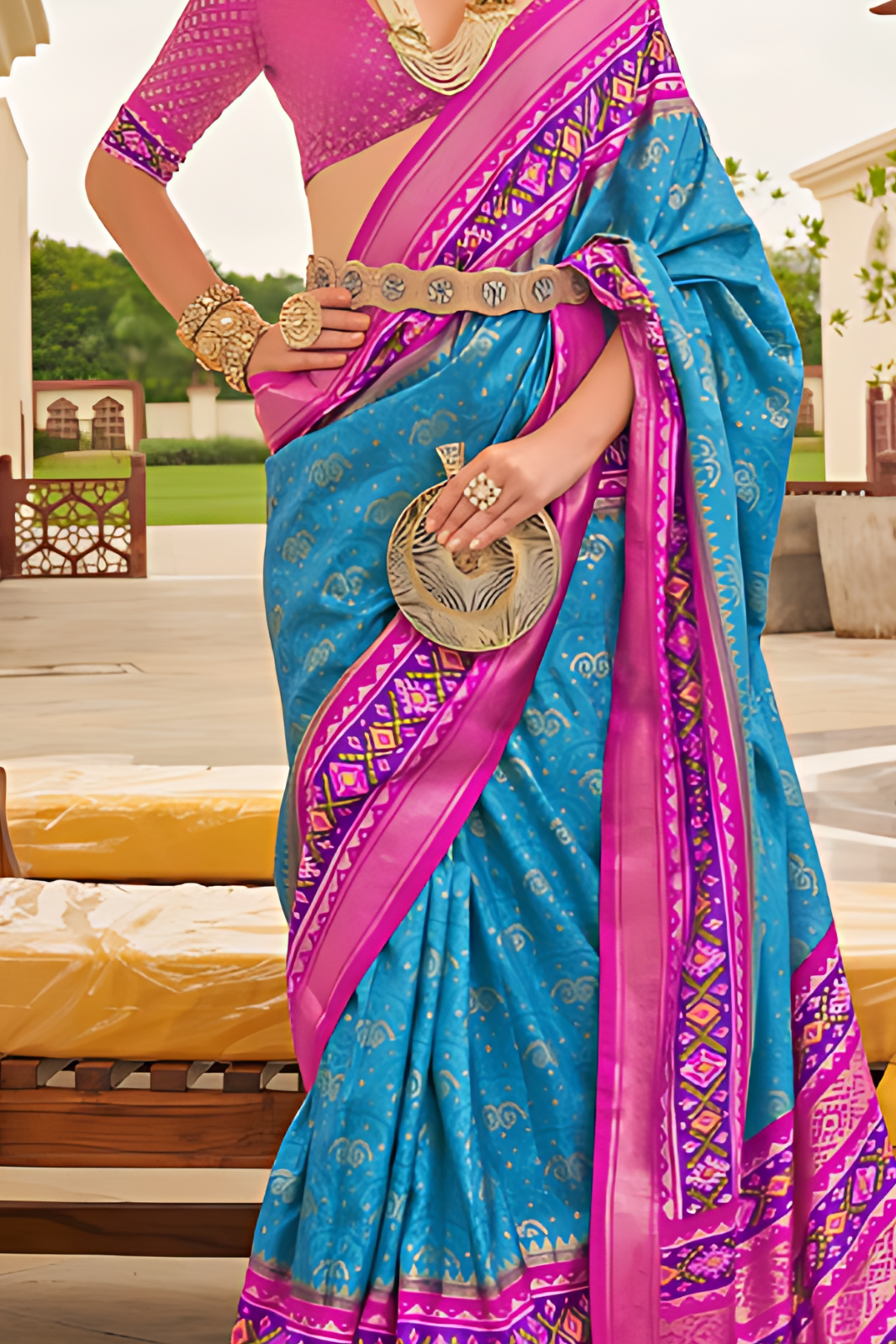 Gorgeous Blue Patola Saree