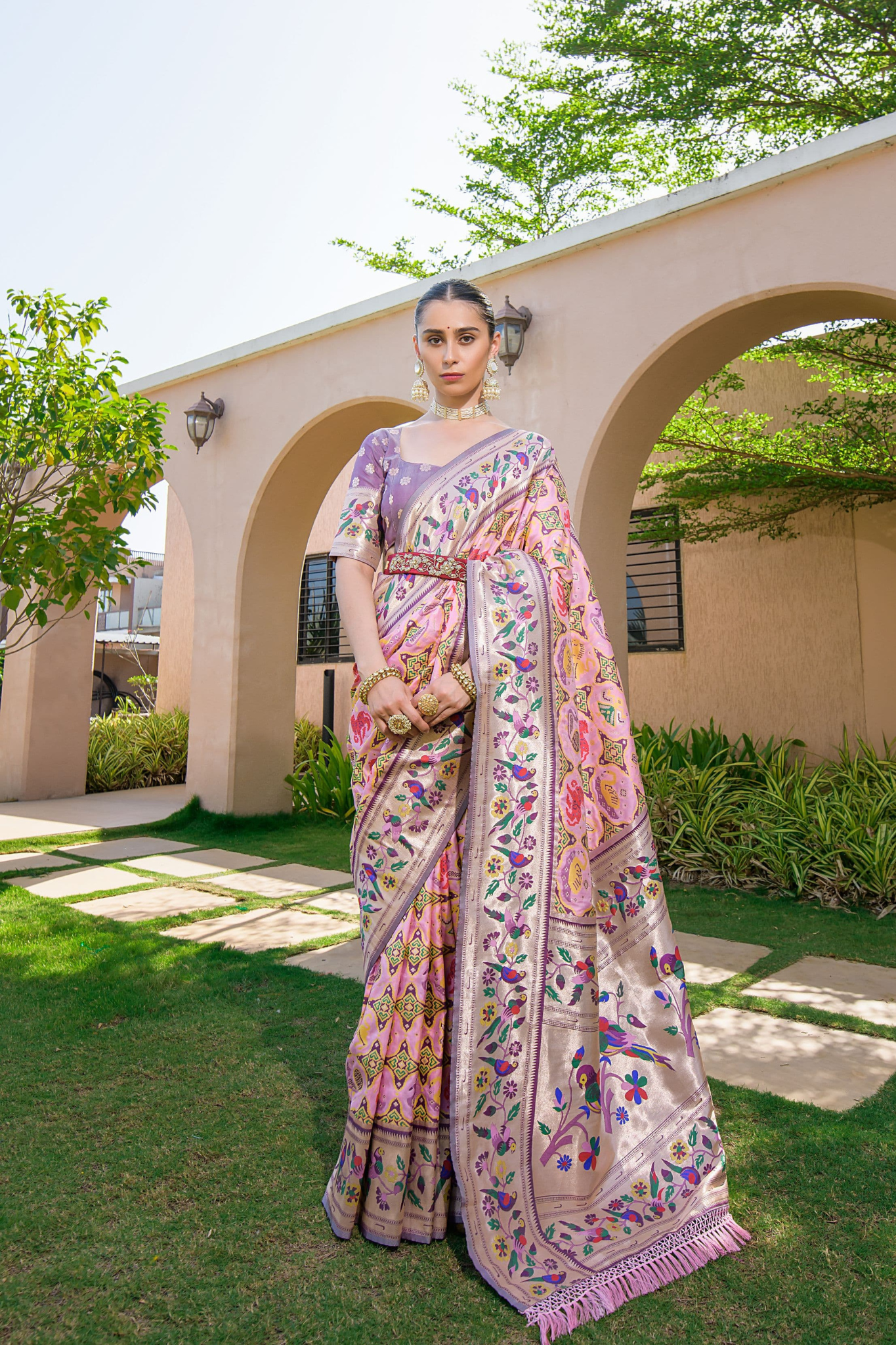 Flamingo Pink Patola Saree