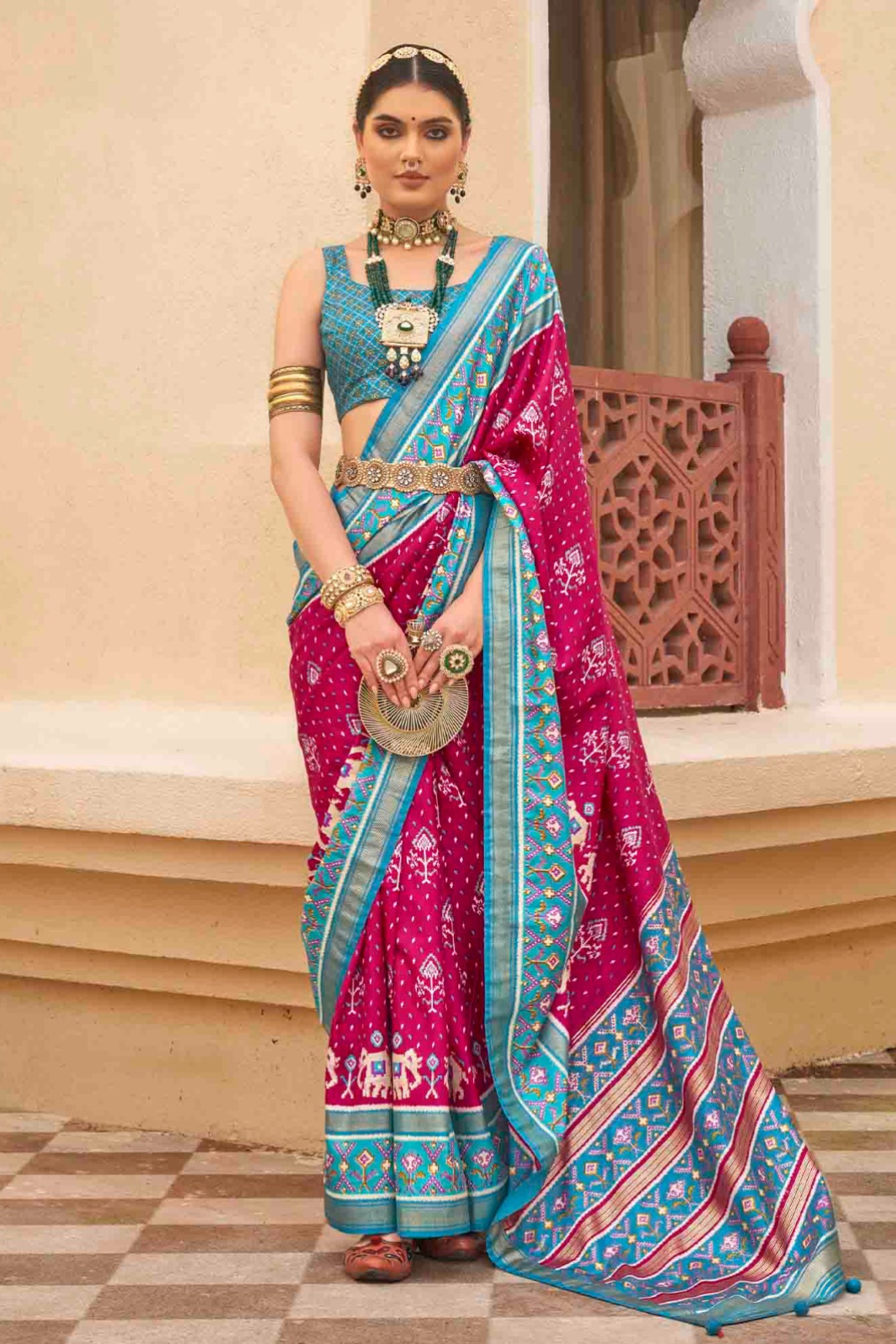 Ruby Pink Patola Saree